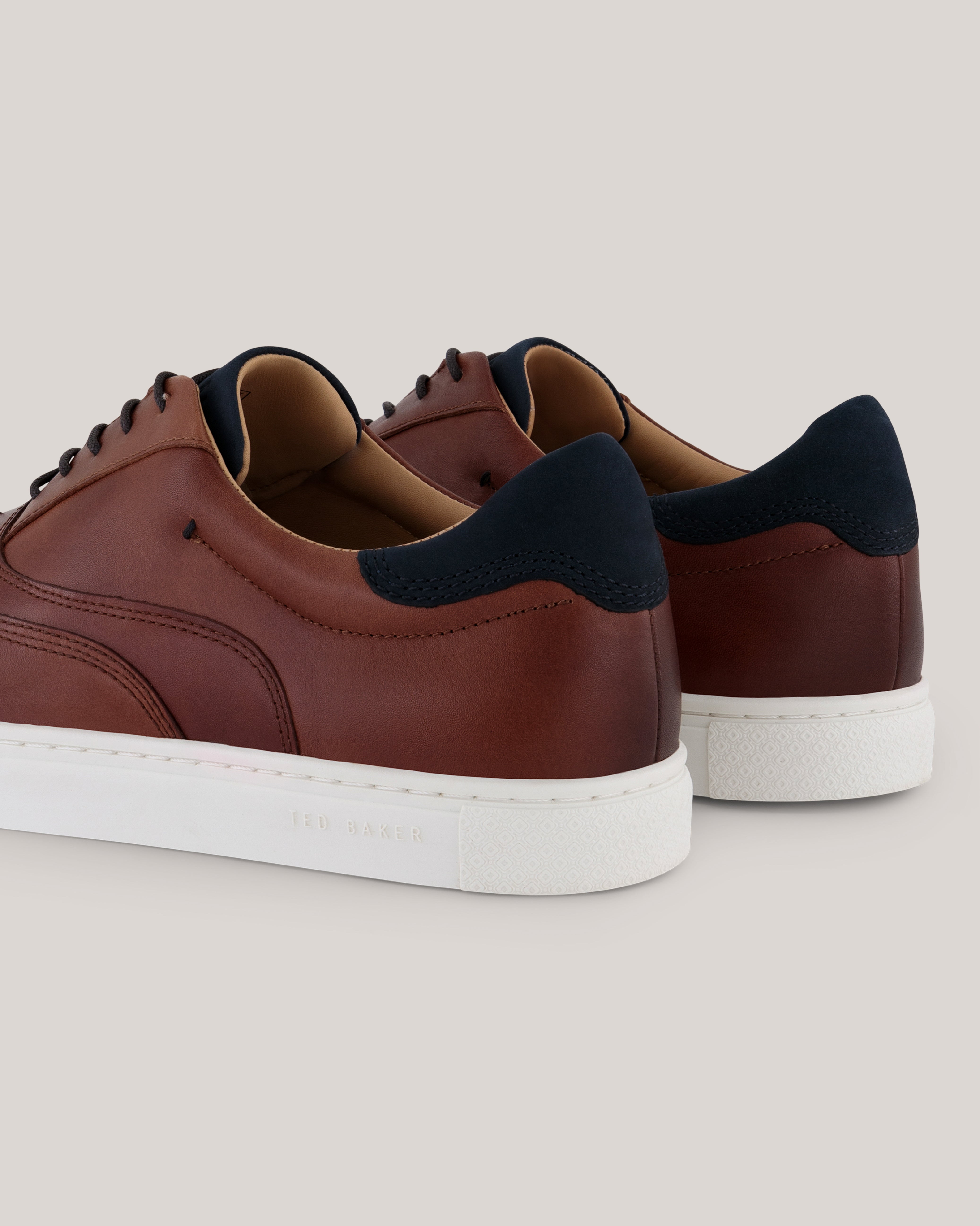 Dentoon Brogue Detail Leather Trainers Dk-Brown
