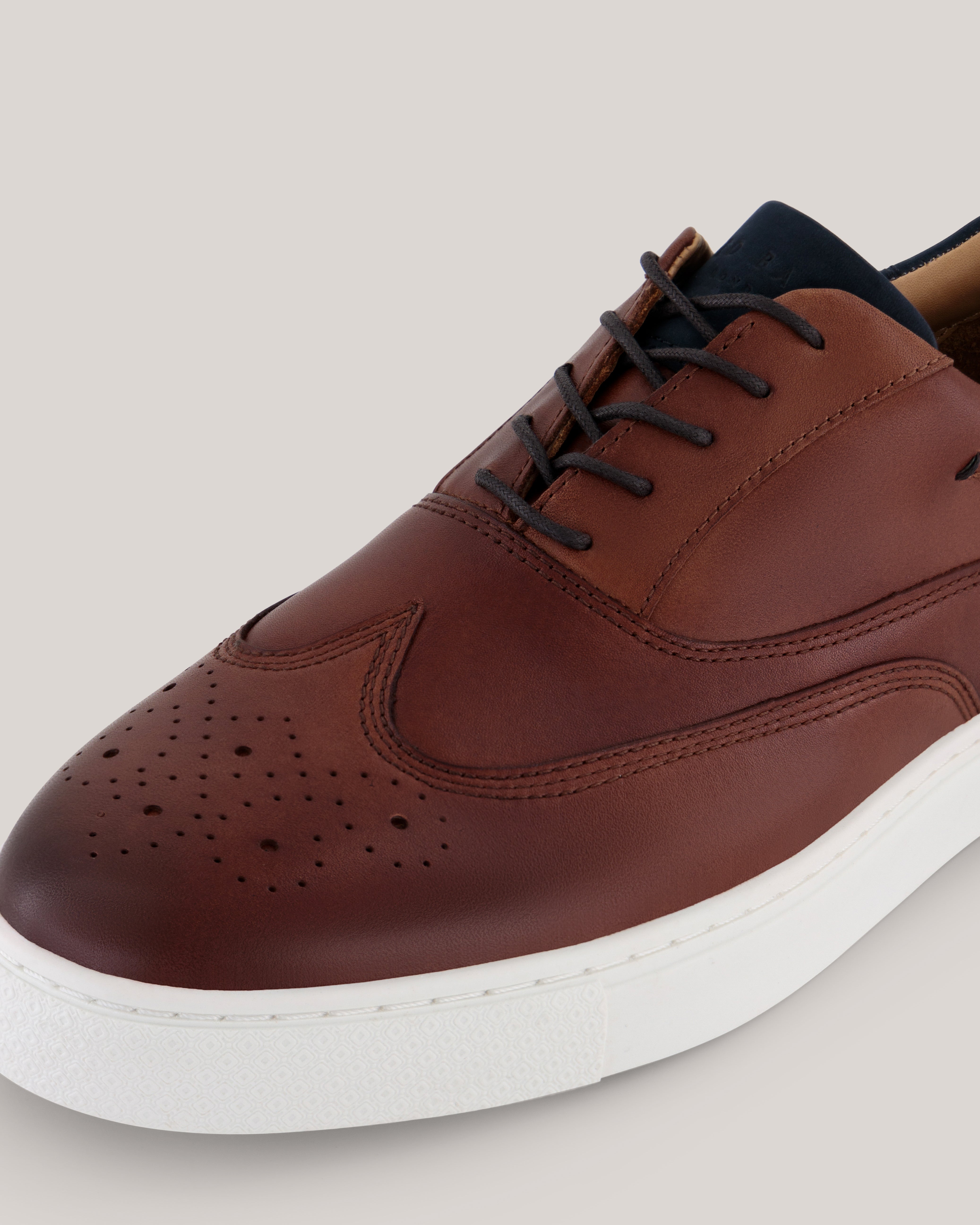 Dentoon Brogue Detail Leather Trainers Dk-Brown