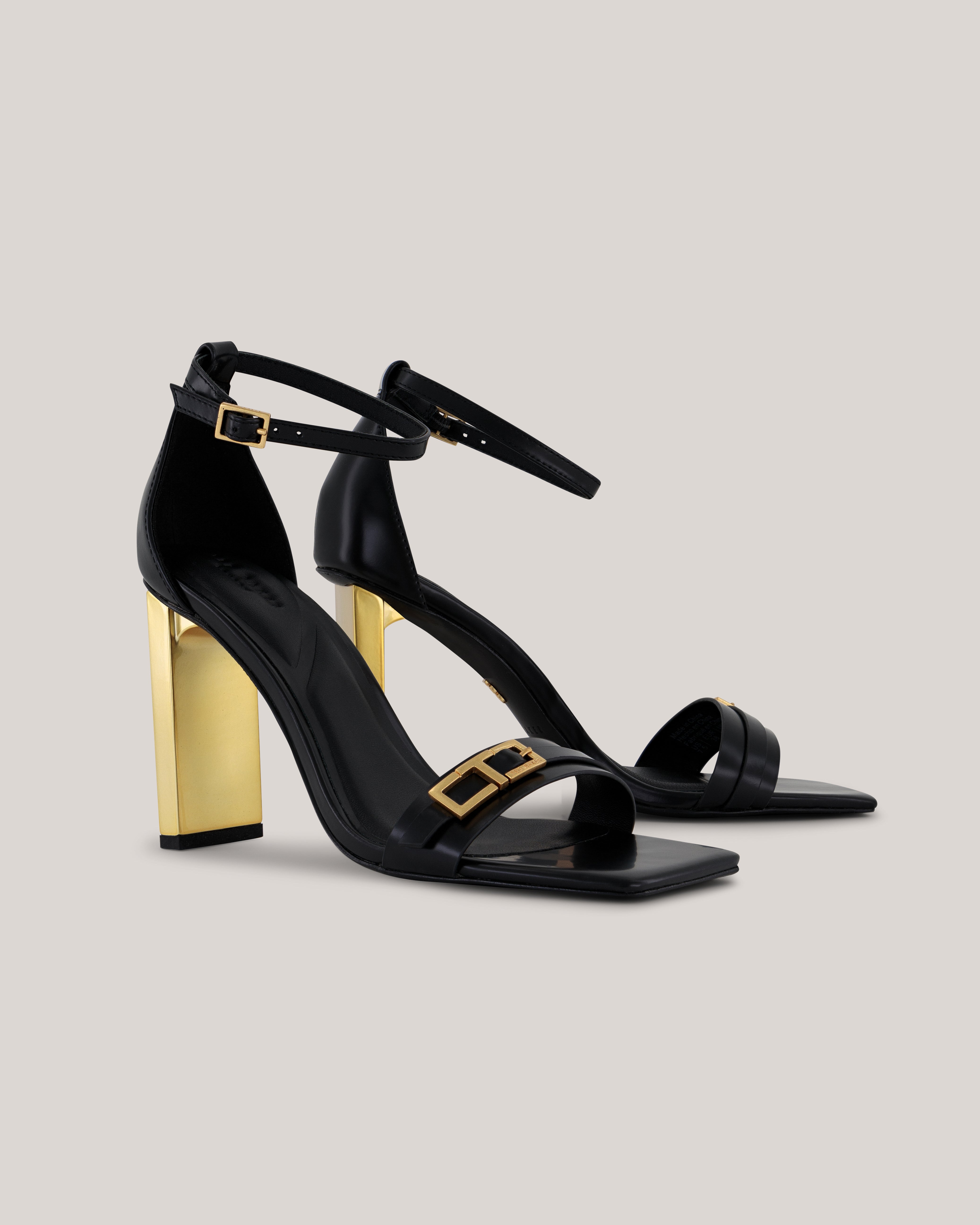 Vidah Buckle Strap Heeled Sandal Black