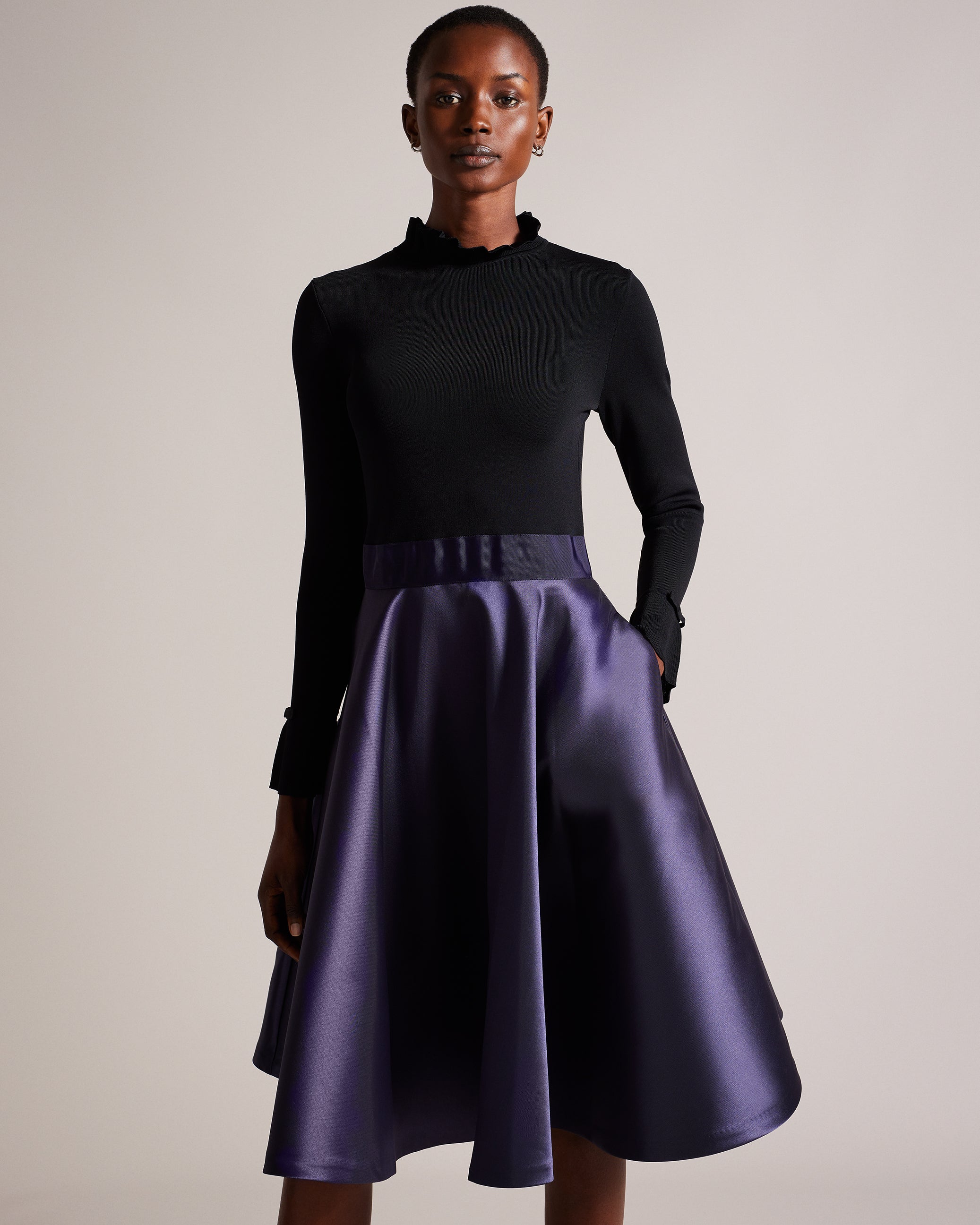Buy Zadi Knitted Frill Full Skirt Dress Navy Ted Baker UAE – Ted