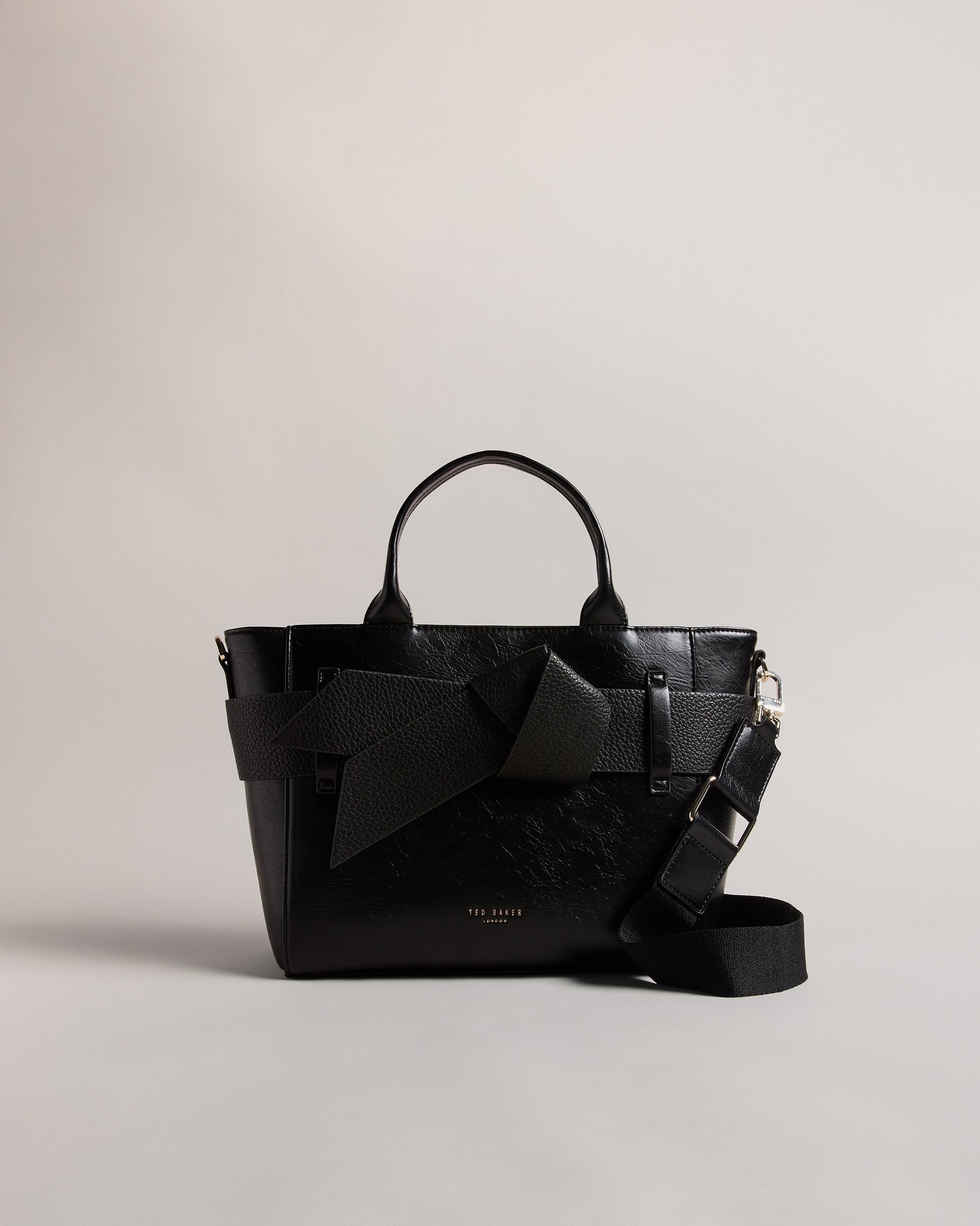 Jimsa Faux Leather Bow Crossbody Bag Jet-Black