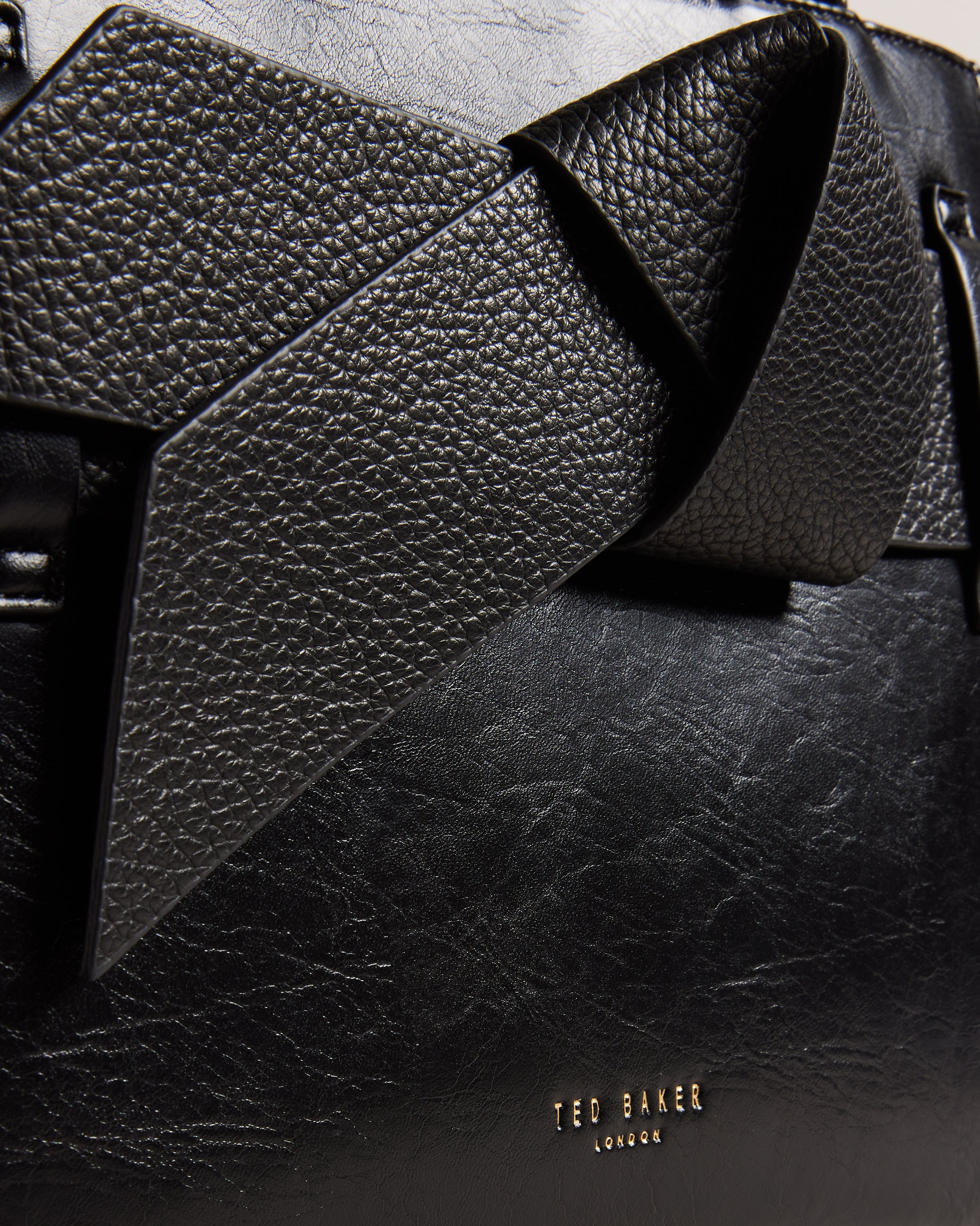 Jimsa Faux Leather Bow Crossbody Bag Jet-Black