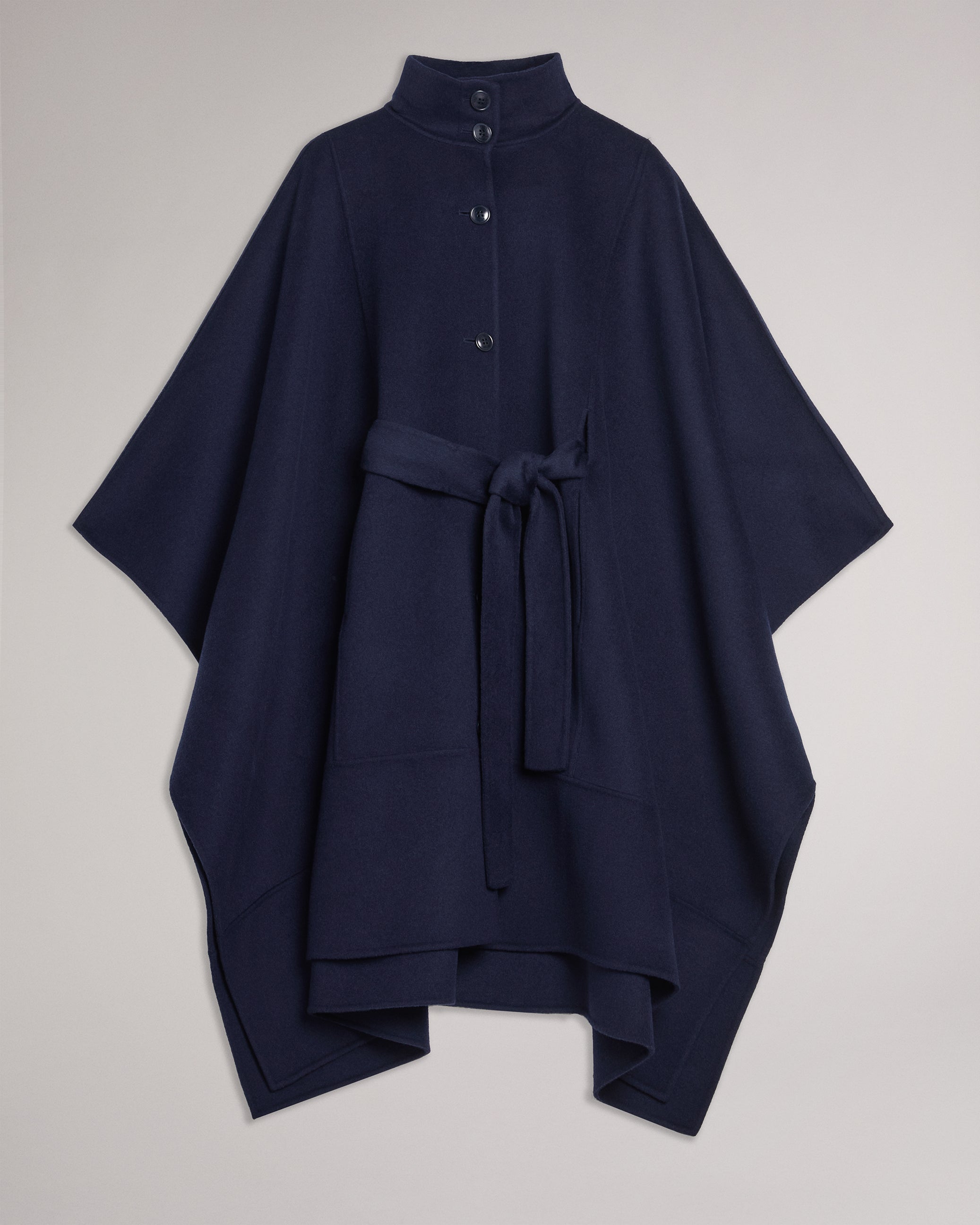 Lilymae Midi Belted Blanket Coat Dk-Blue