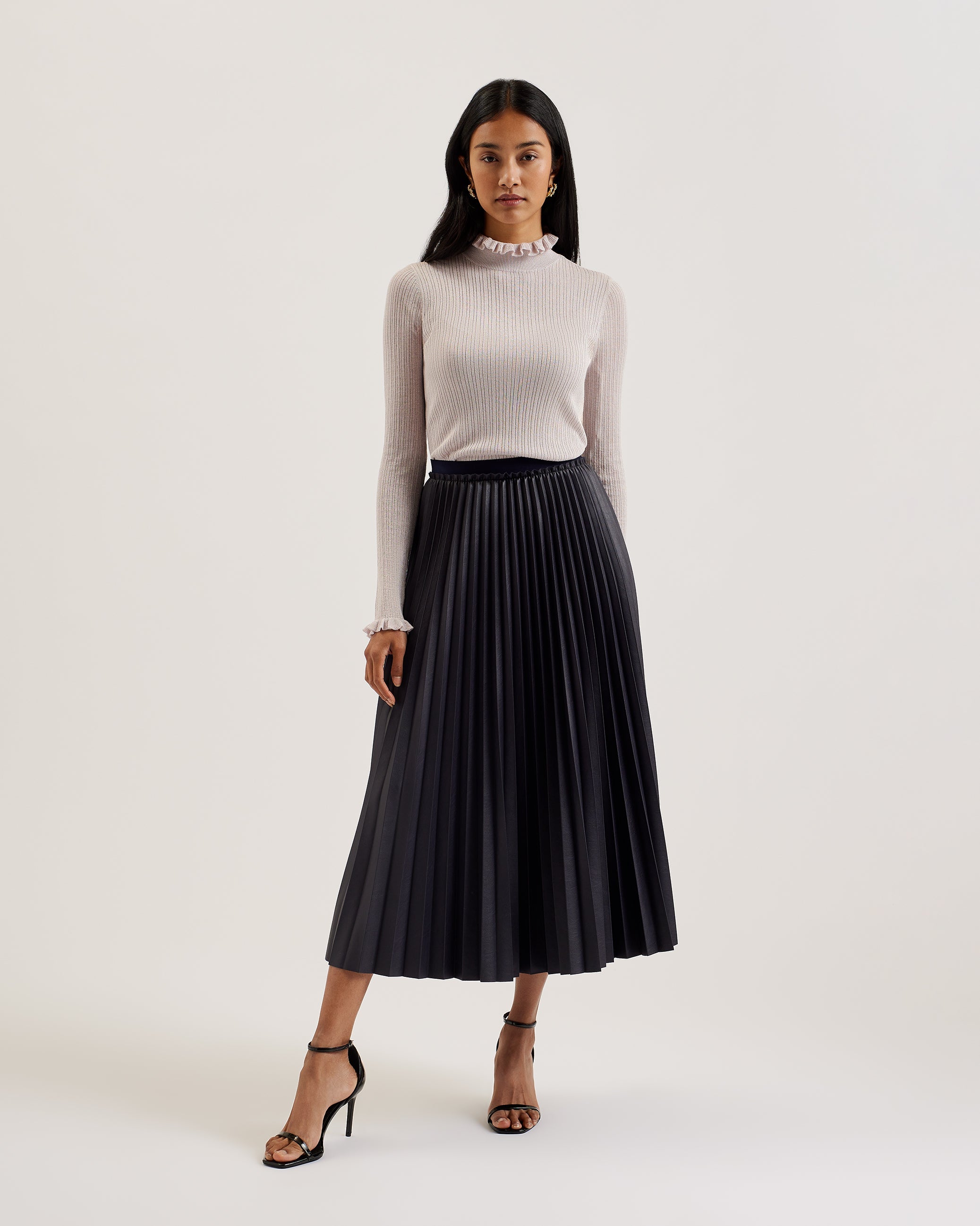 Buy Liydah Faux Leather Pleated Skirt Navy For Women Ted Baker UAE