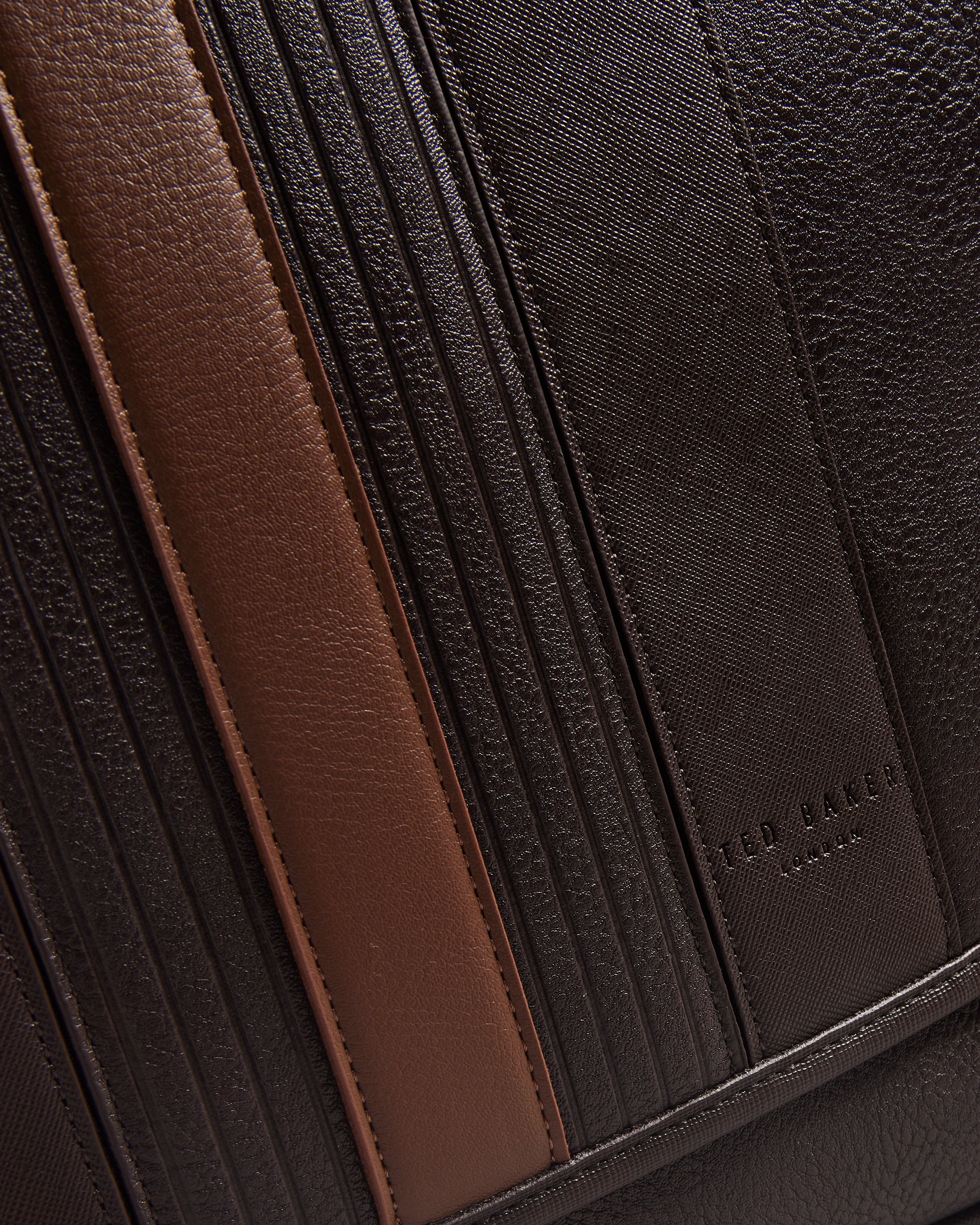 Evelake Striped Faux Leather Messenger Bag Brn-Choc