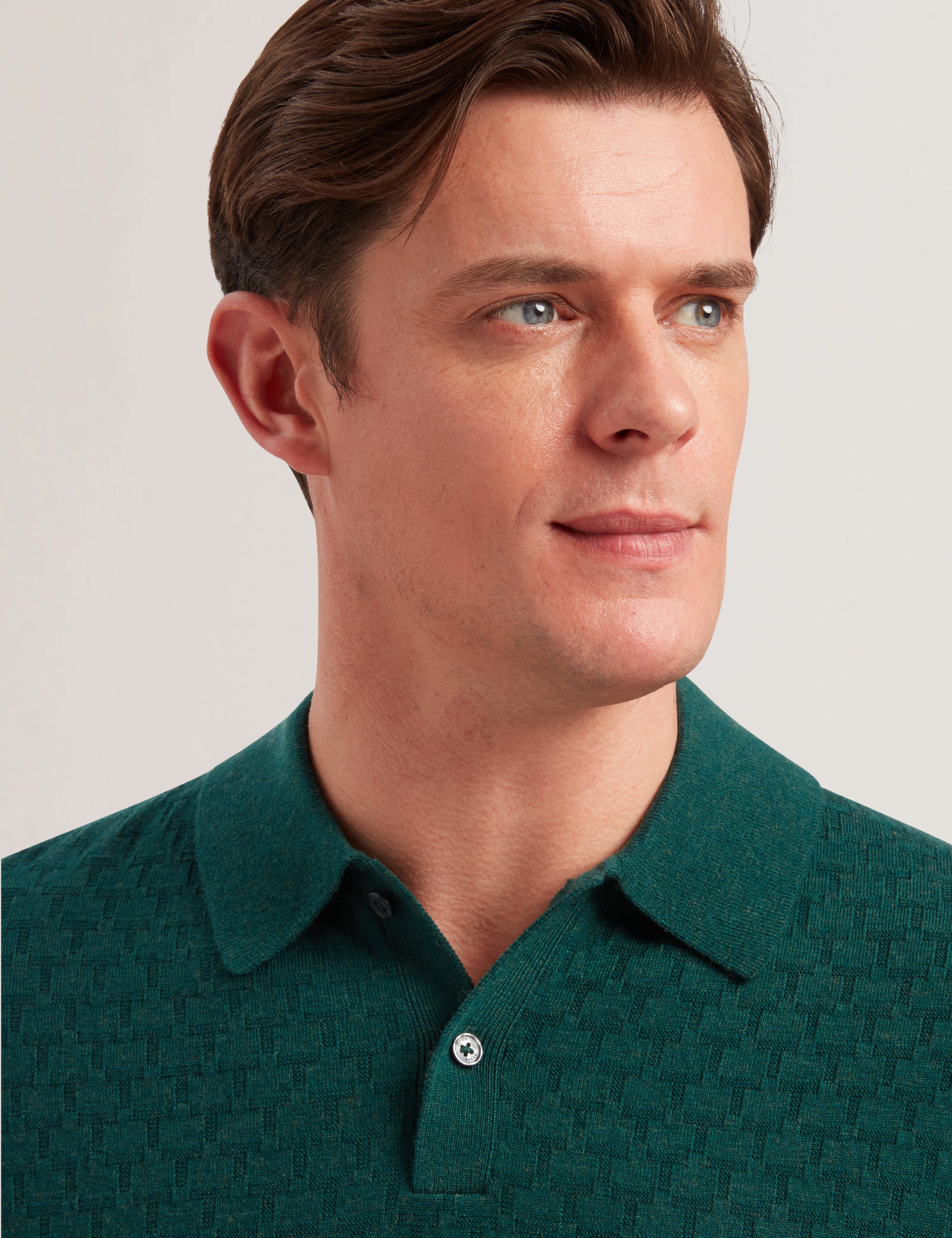 Morar Long Sleeve T Stitch Knitted Polo Dk-Green