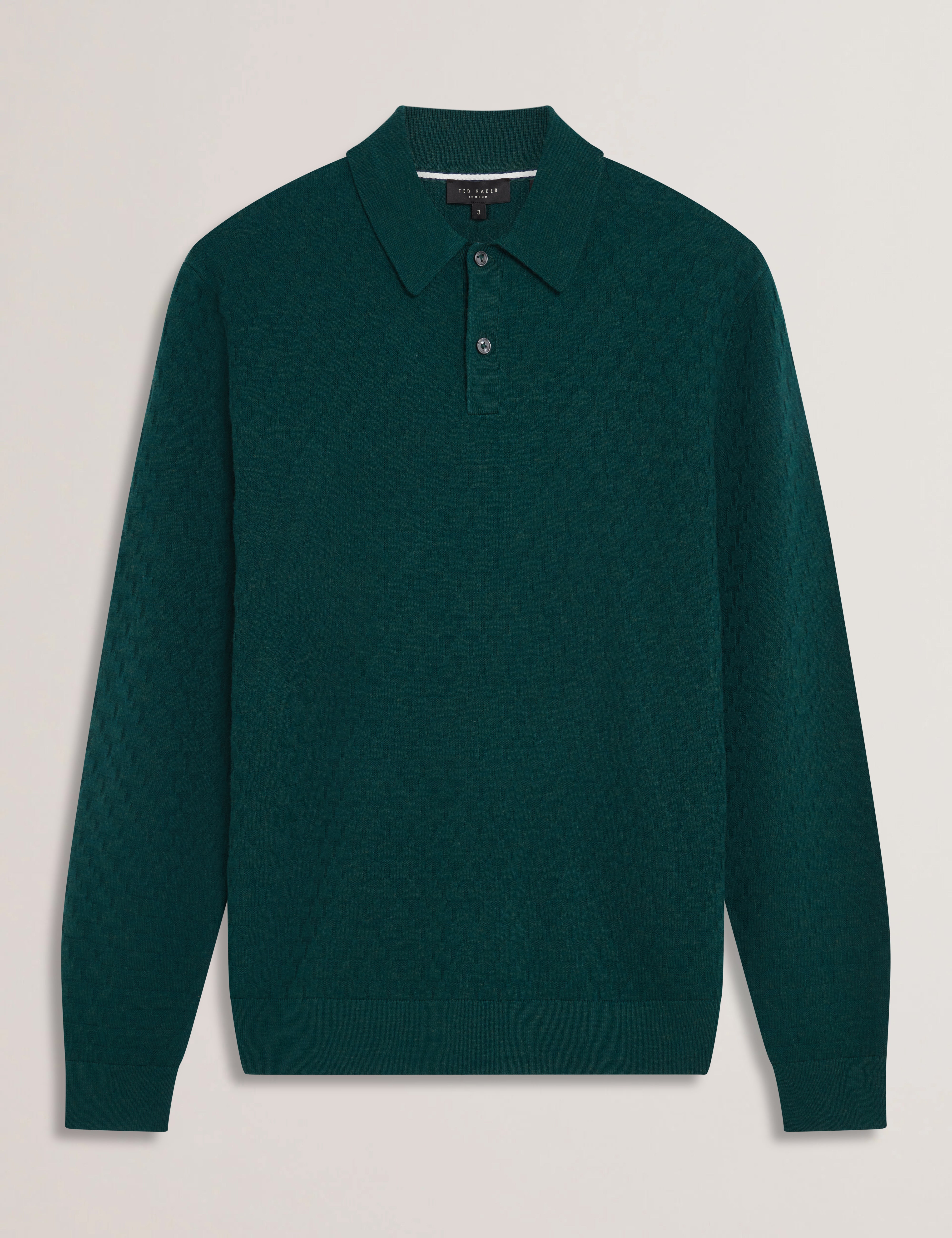 Morar Long Sleeve T Stitch Knitted Polo Dk-Green