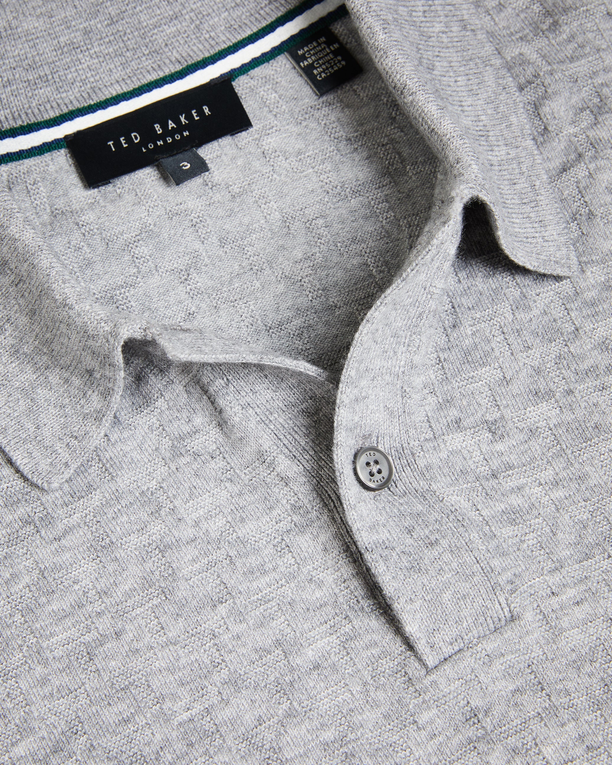 Morar Long Sleeve T Stitch Knitted Polo Grey