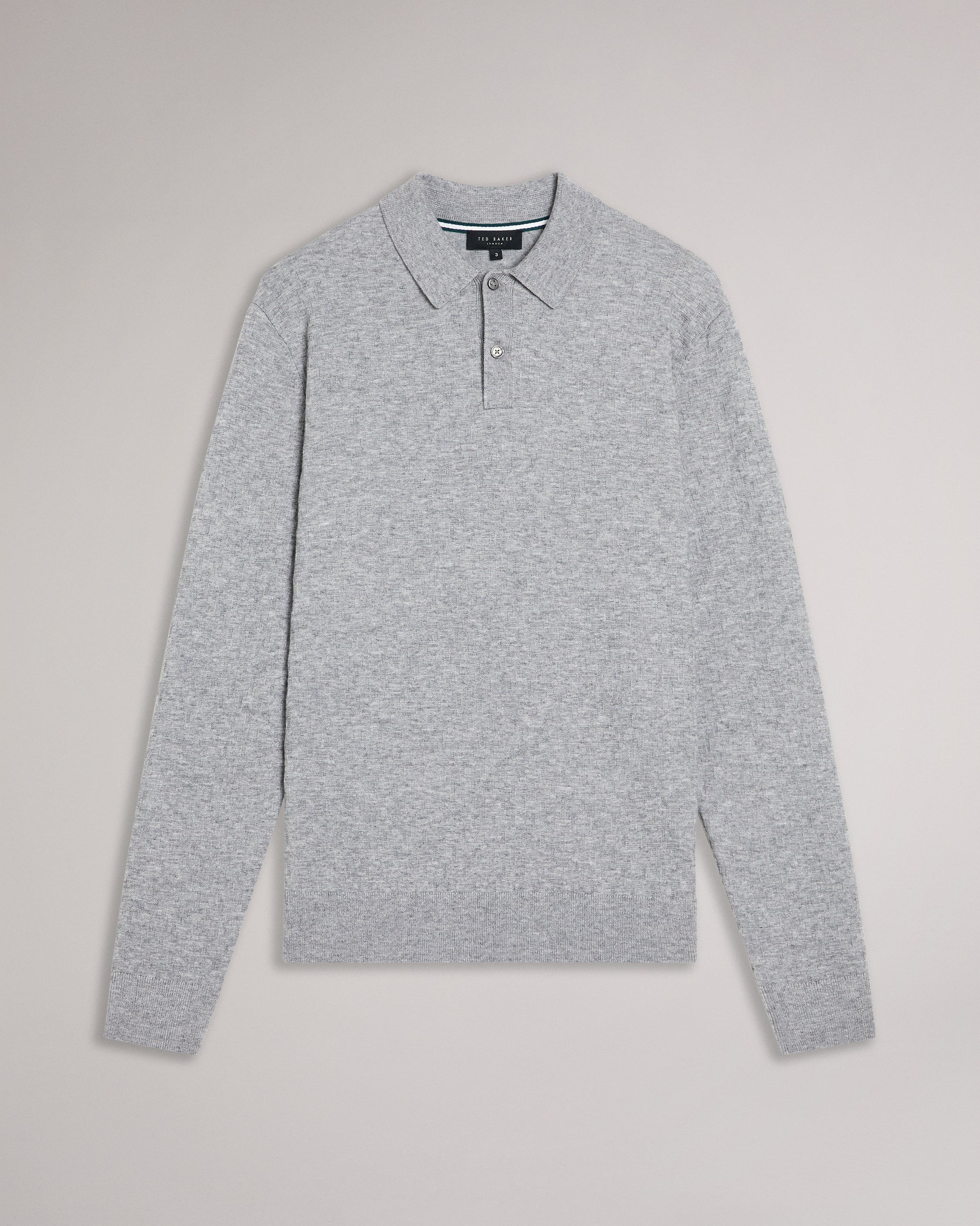 Morar Long Sleeve T Stitch Knitted Polo Grey