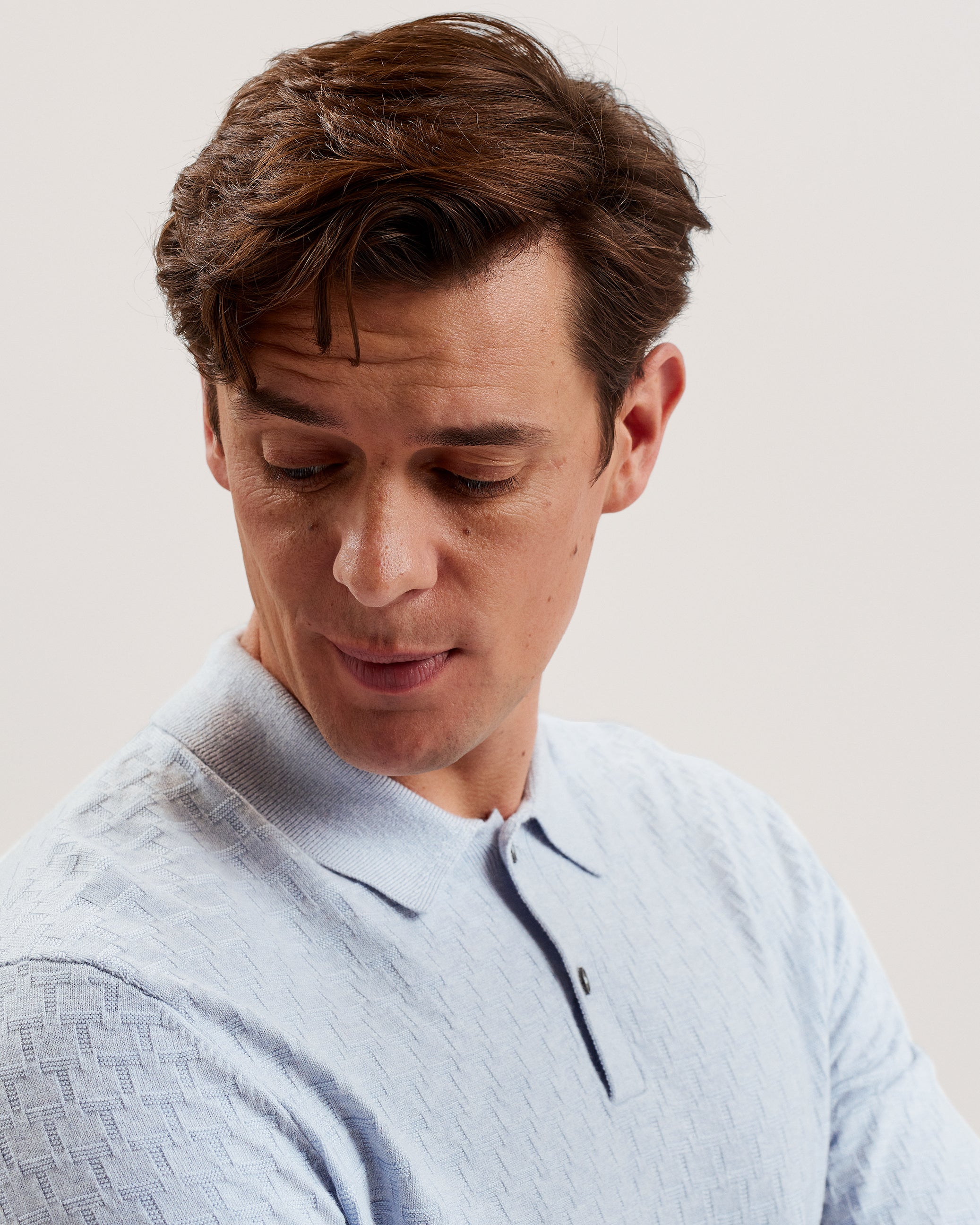 Morar Long Sleeve T Stitch Knitted Polo Pl-Blue