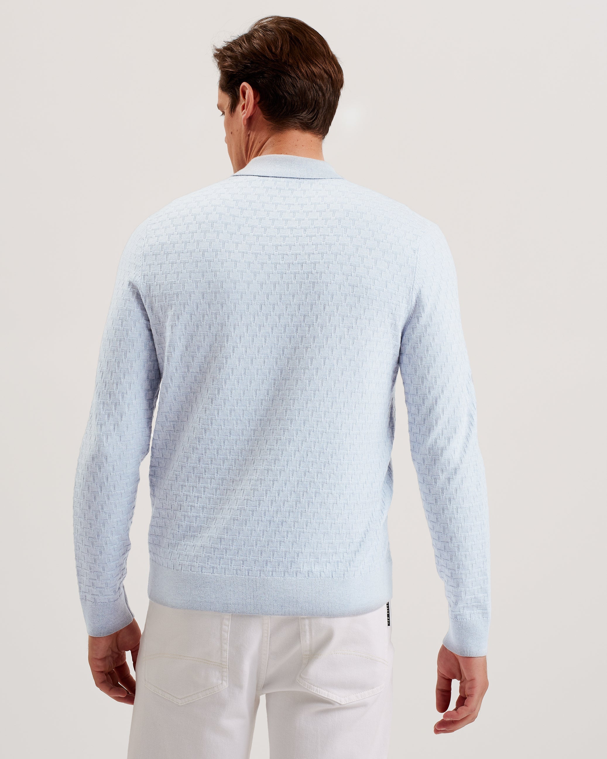 Morar Long Sleeve T Stitch Knitted Polo Pl-Blue