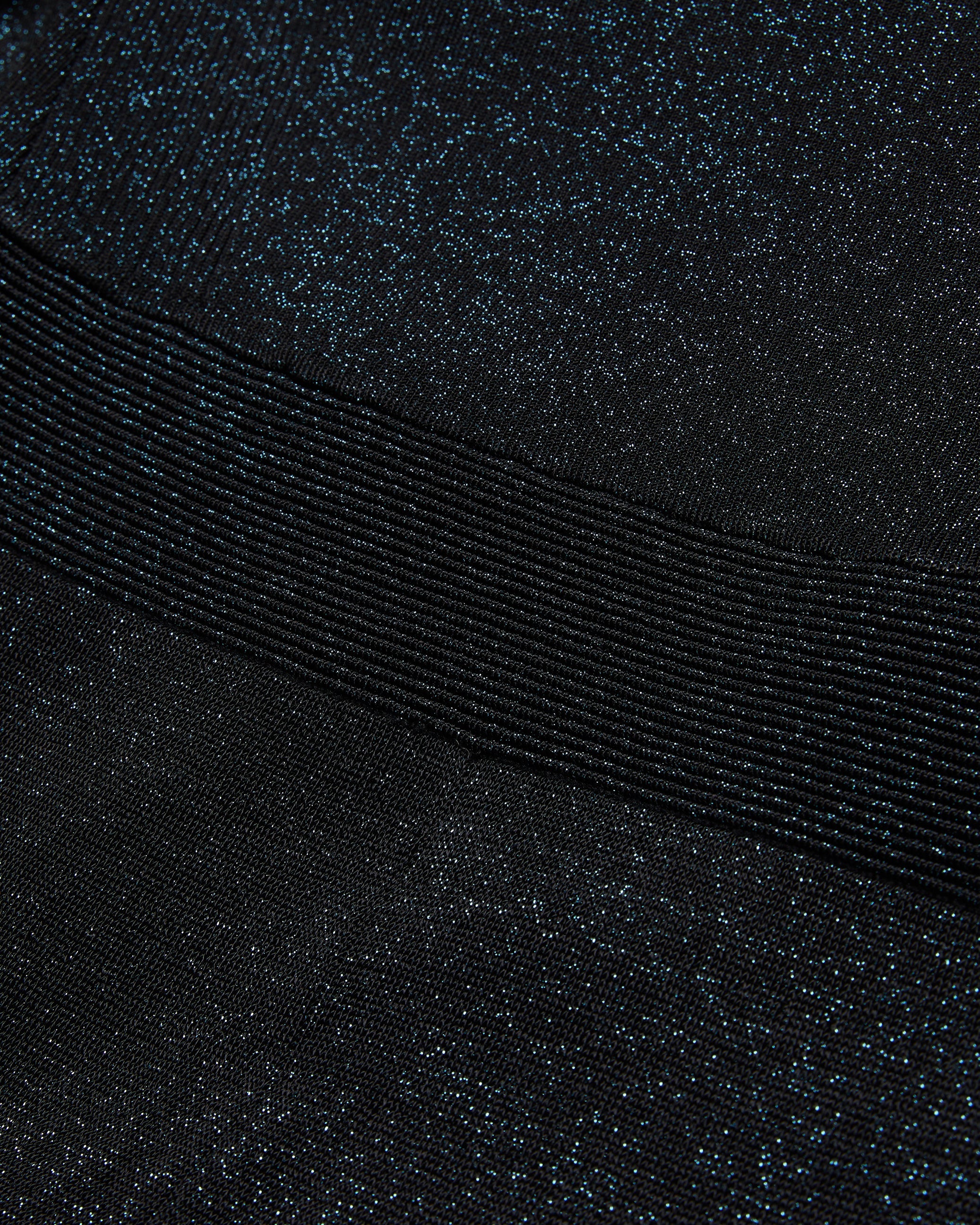 Kannie Crew Neck Metallic Knitted Midi Dress Black-Teal