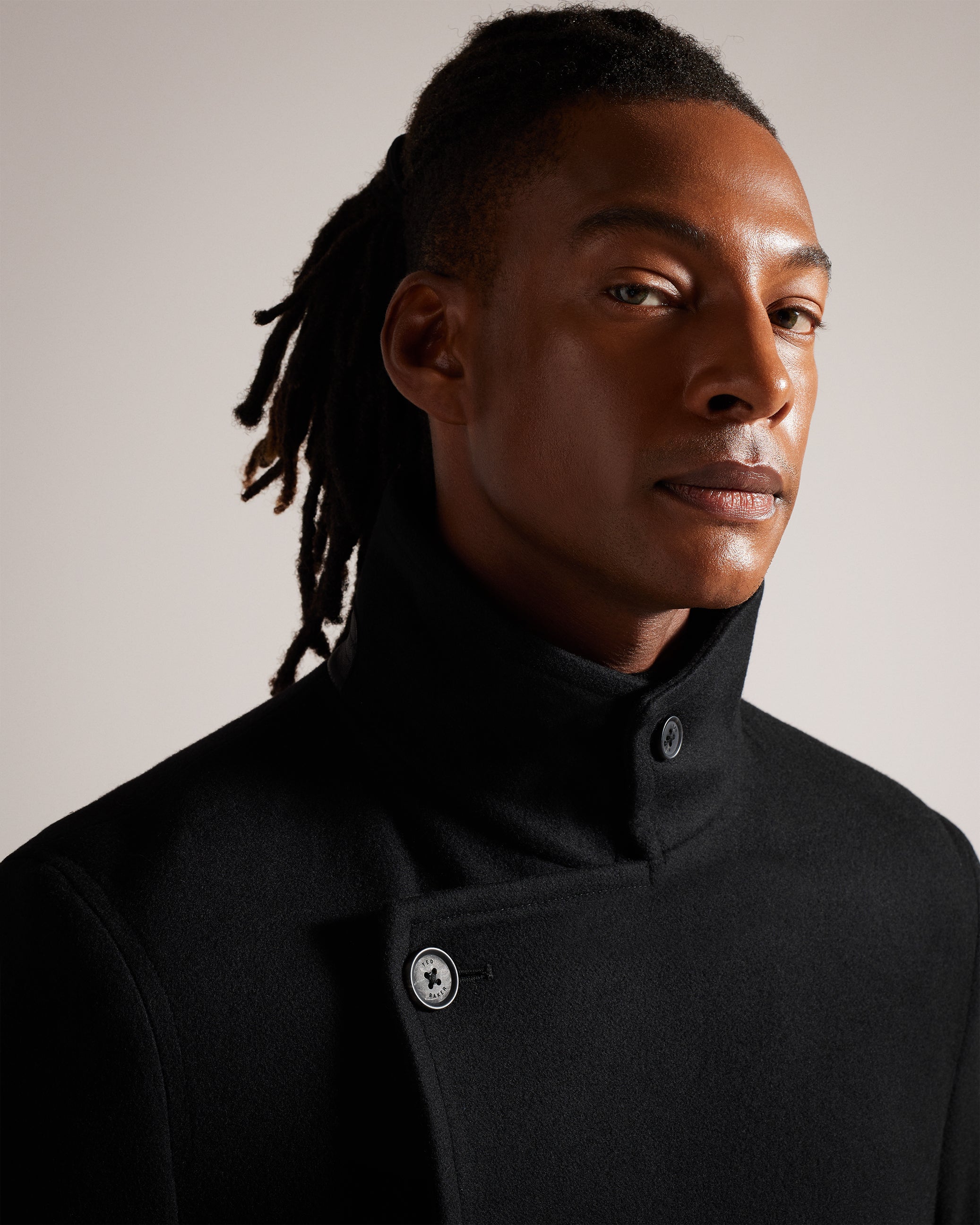 Radford Longline Wool Funnel Neck Wrap Coat Black