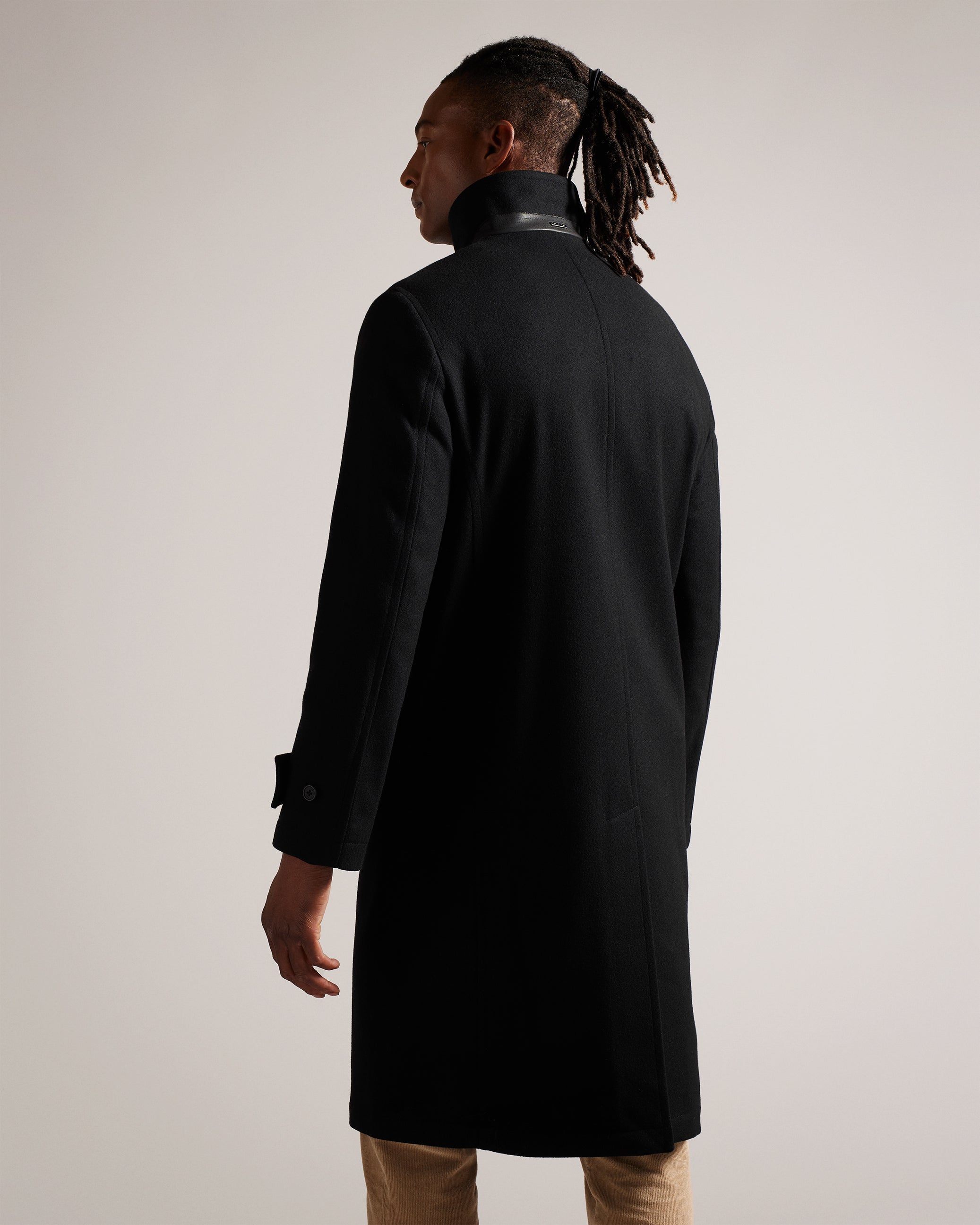 Radford Longline Wool Funnel Neck Wrap Coat Black