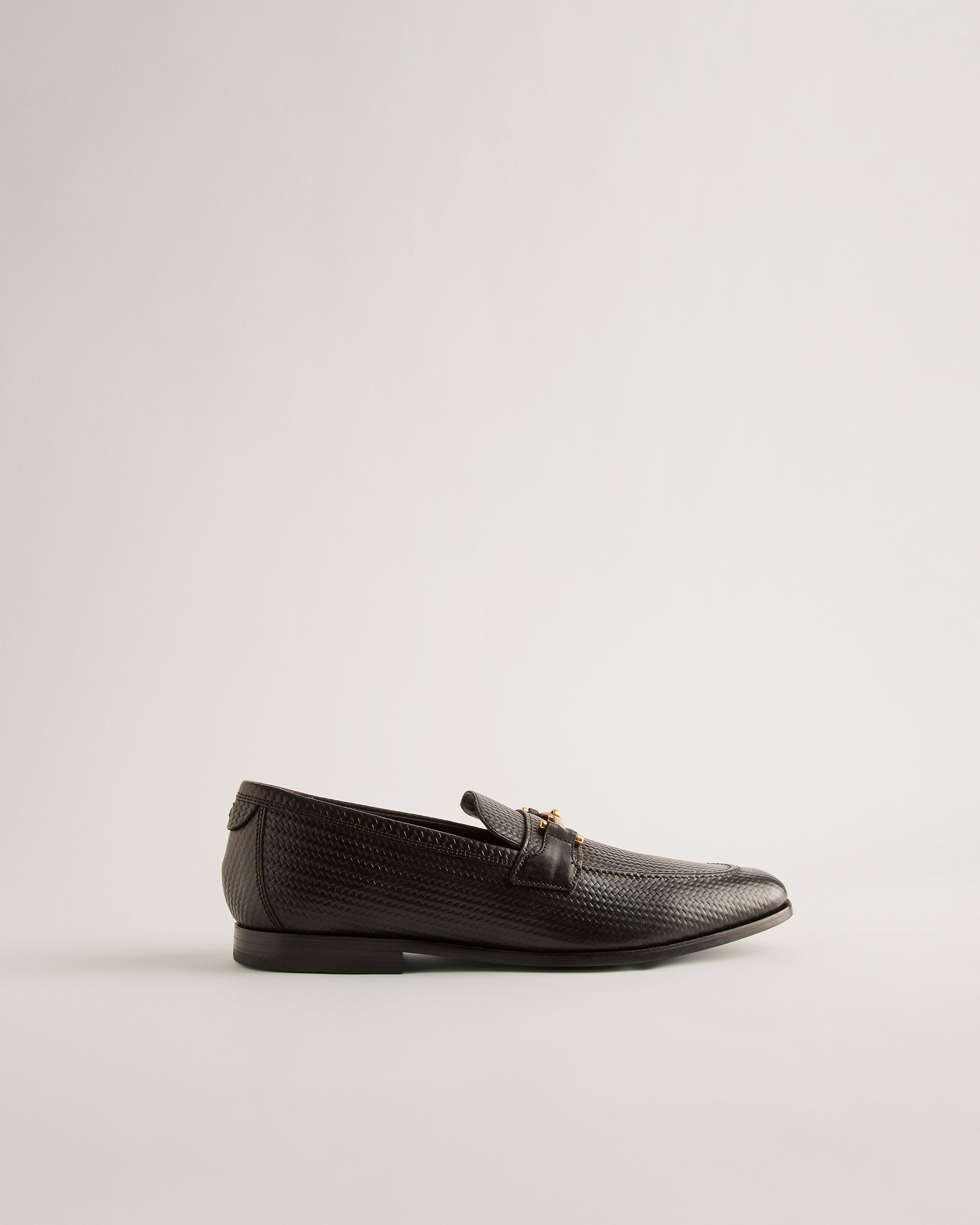 Romules Snaffle Embossed Leather Loafer Black