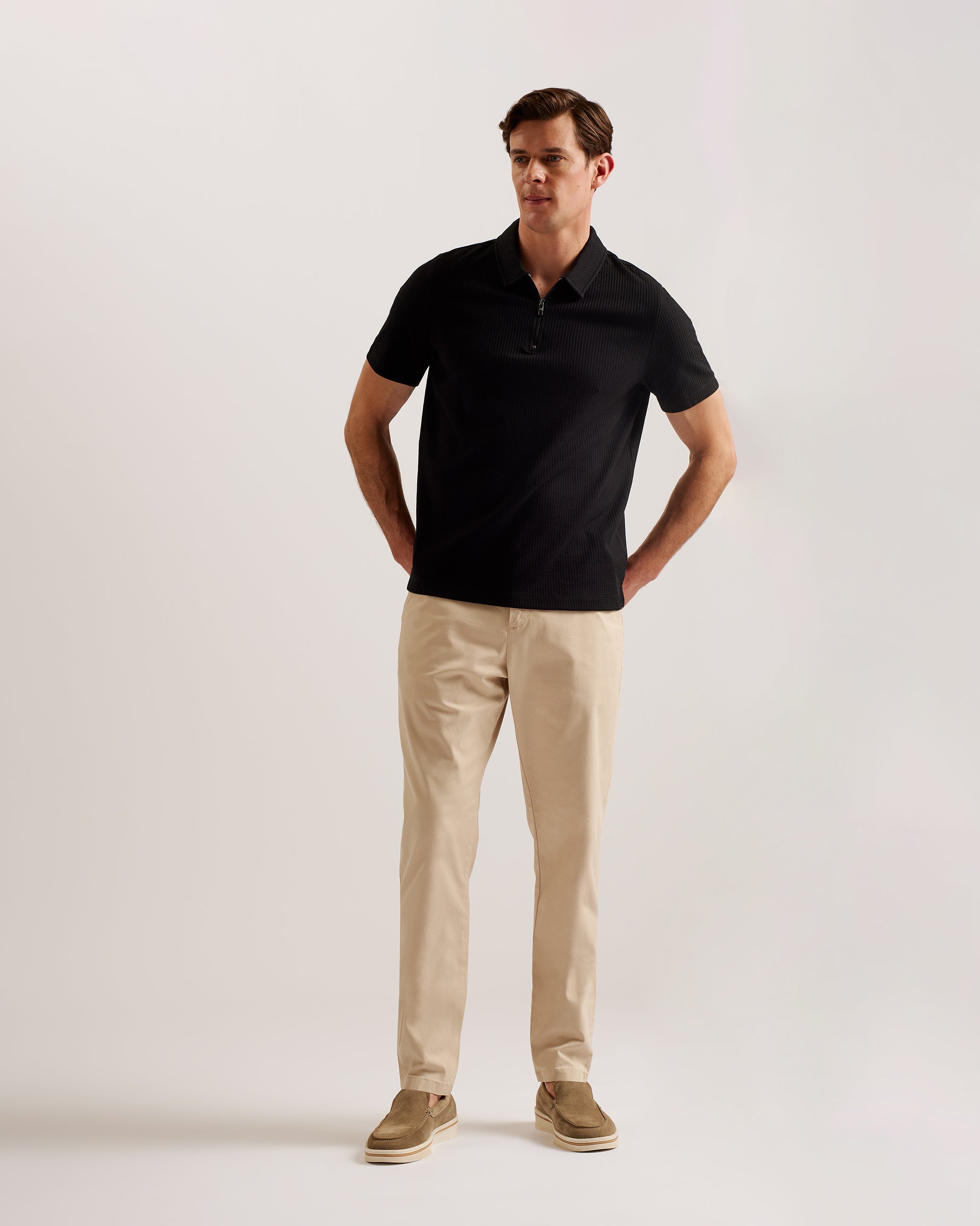 Zarkes Short Sleeve Regular Zip Polo Black