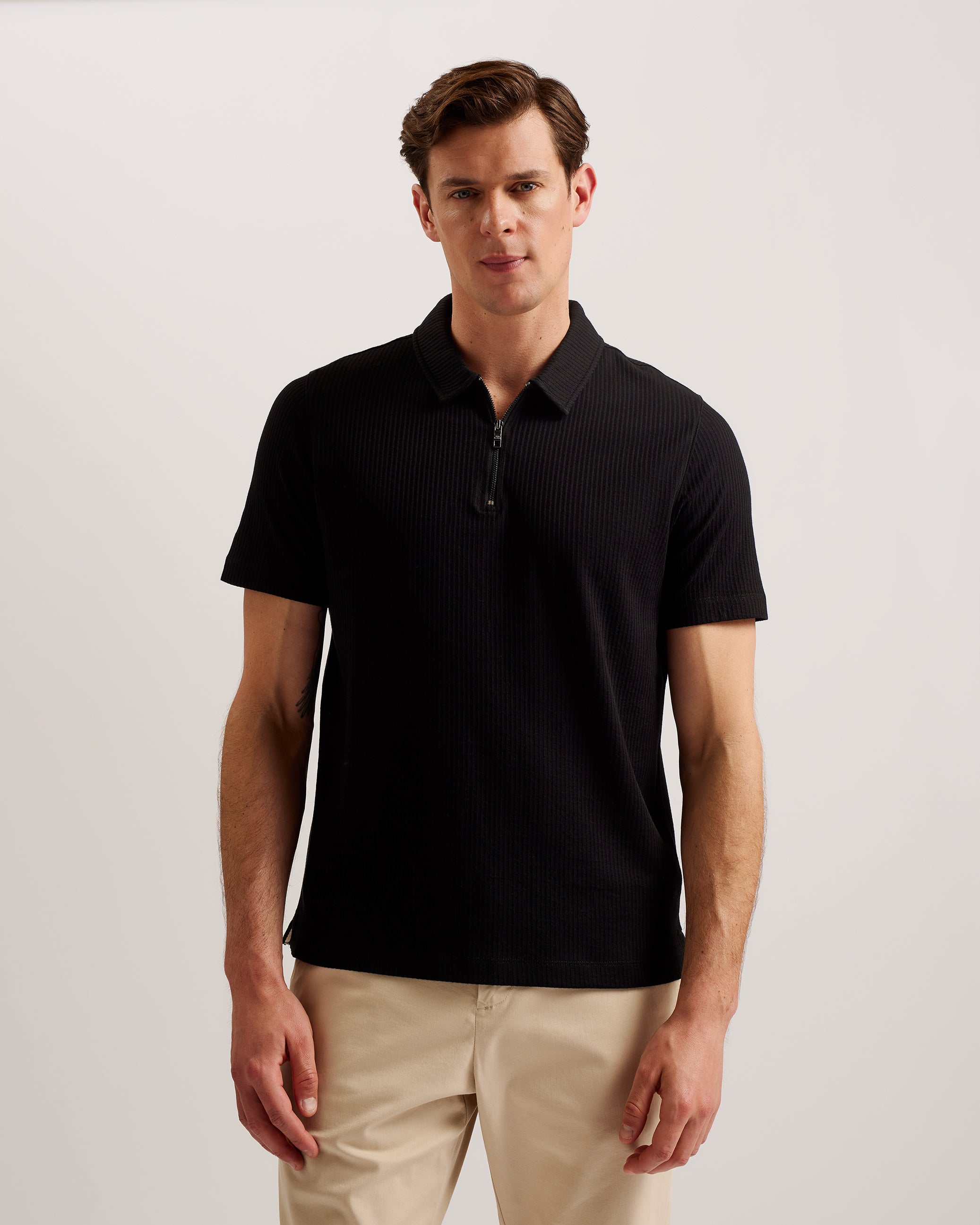 Zarkes Short Sleeve Regular Zip Polo Black