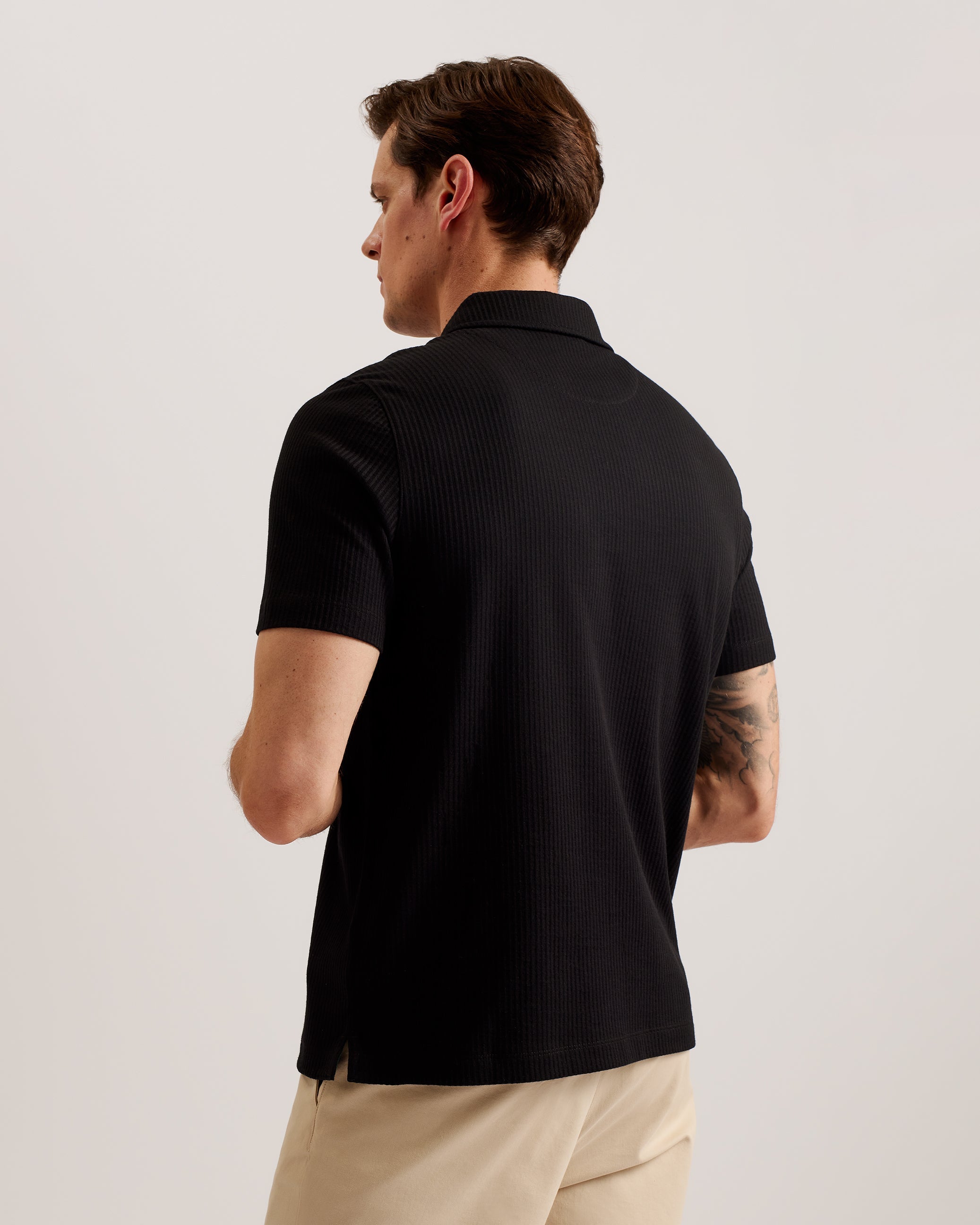 Zarkes Short Sleeve Regular Zip Polo Black