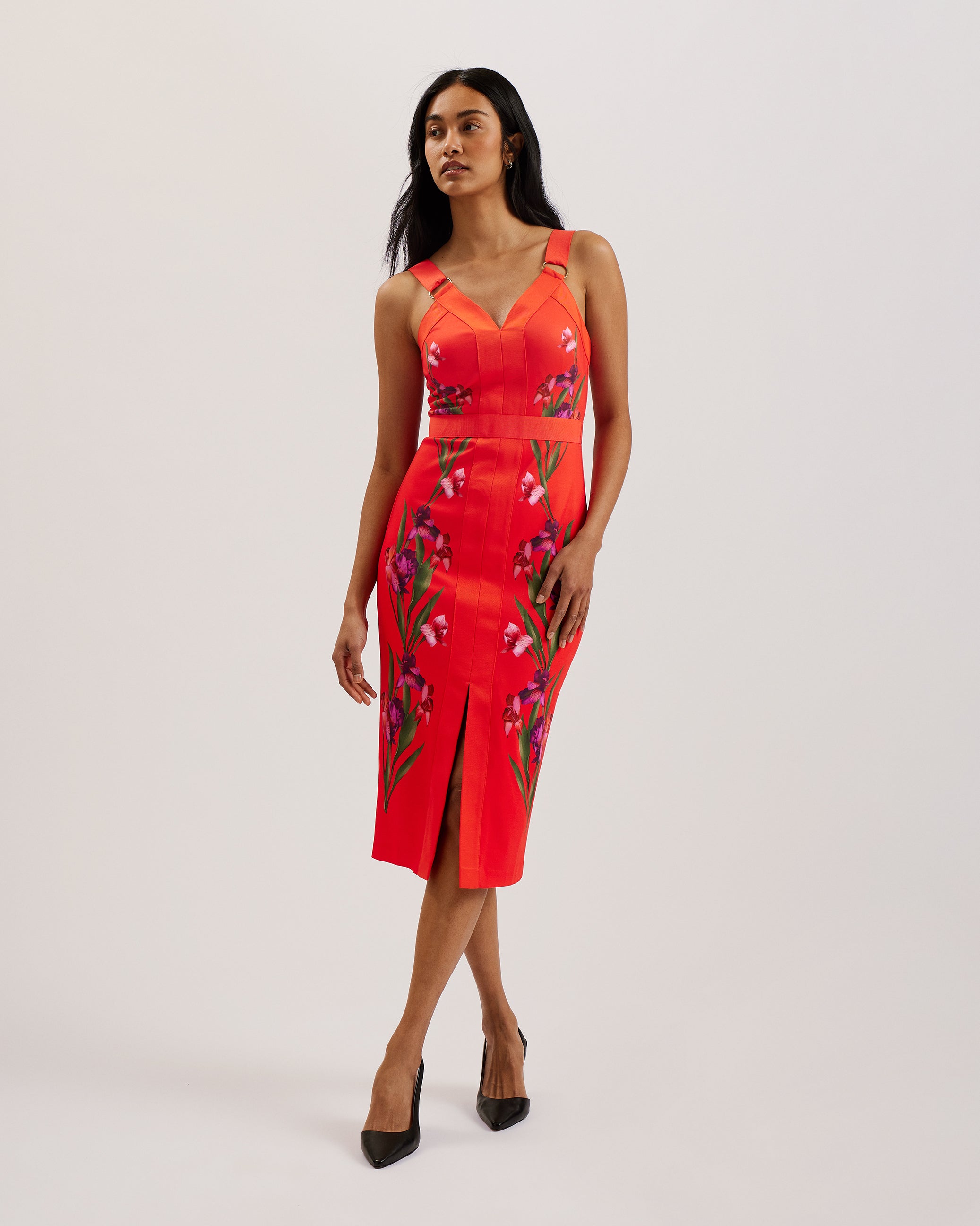 Buy Maceio Printed Bodycon Midi Dress Brt-Red For Women Ted