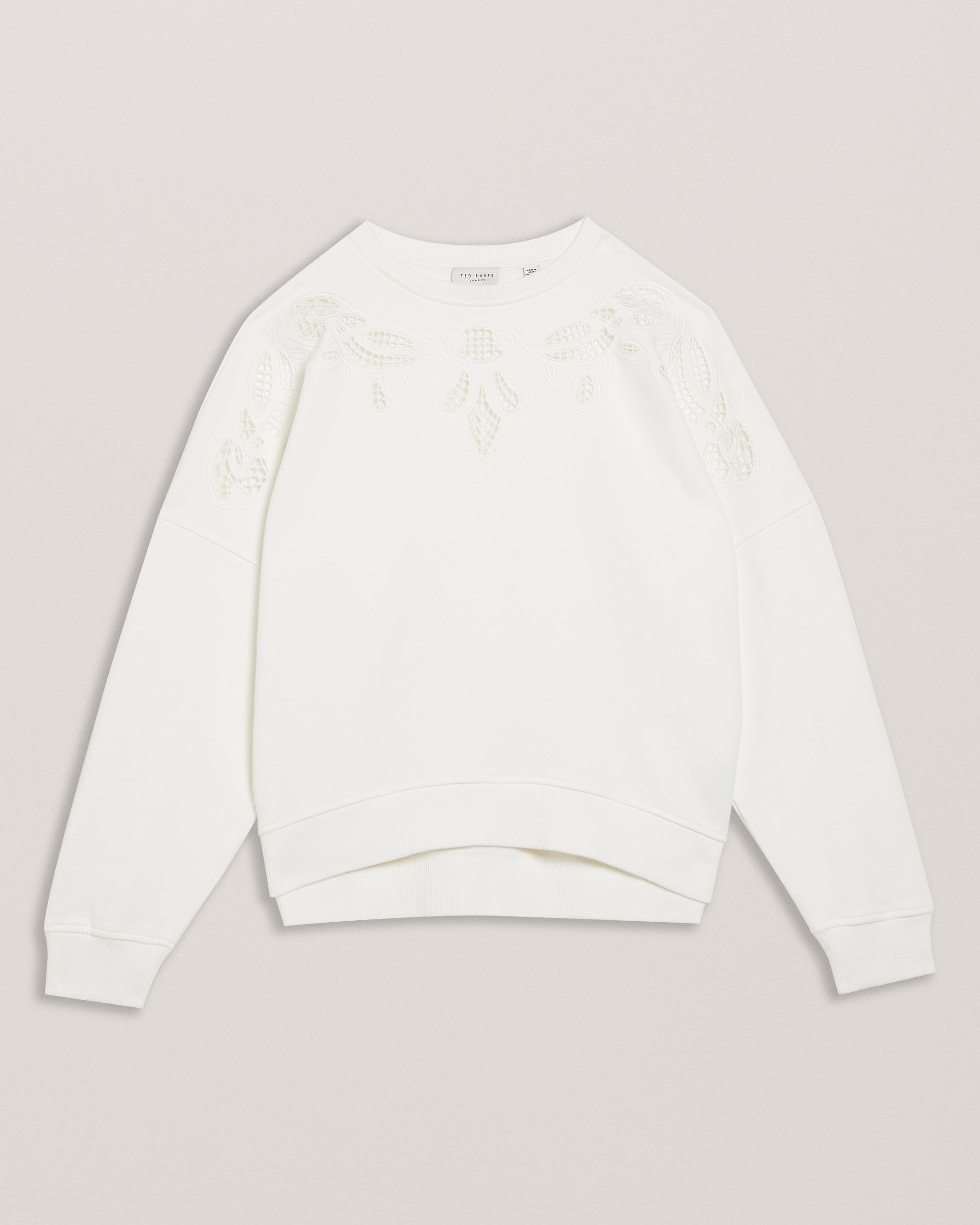 Rondha Embroidered Cut Out Sweatshirt Ivory