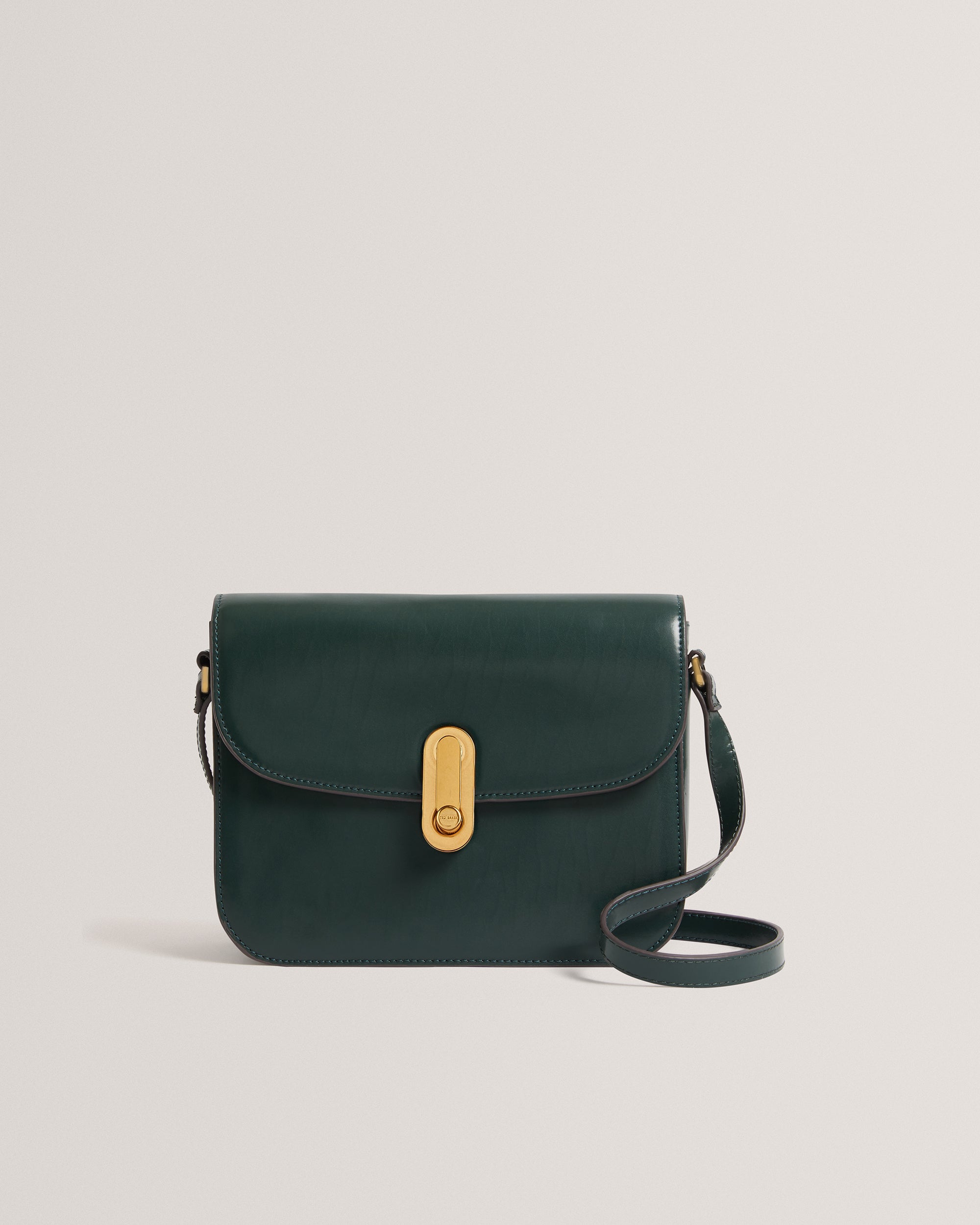 Kkayli Polished Leather Satchel Bag Mid-Green