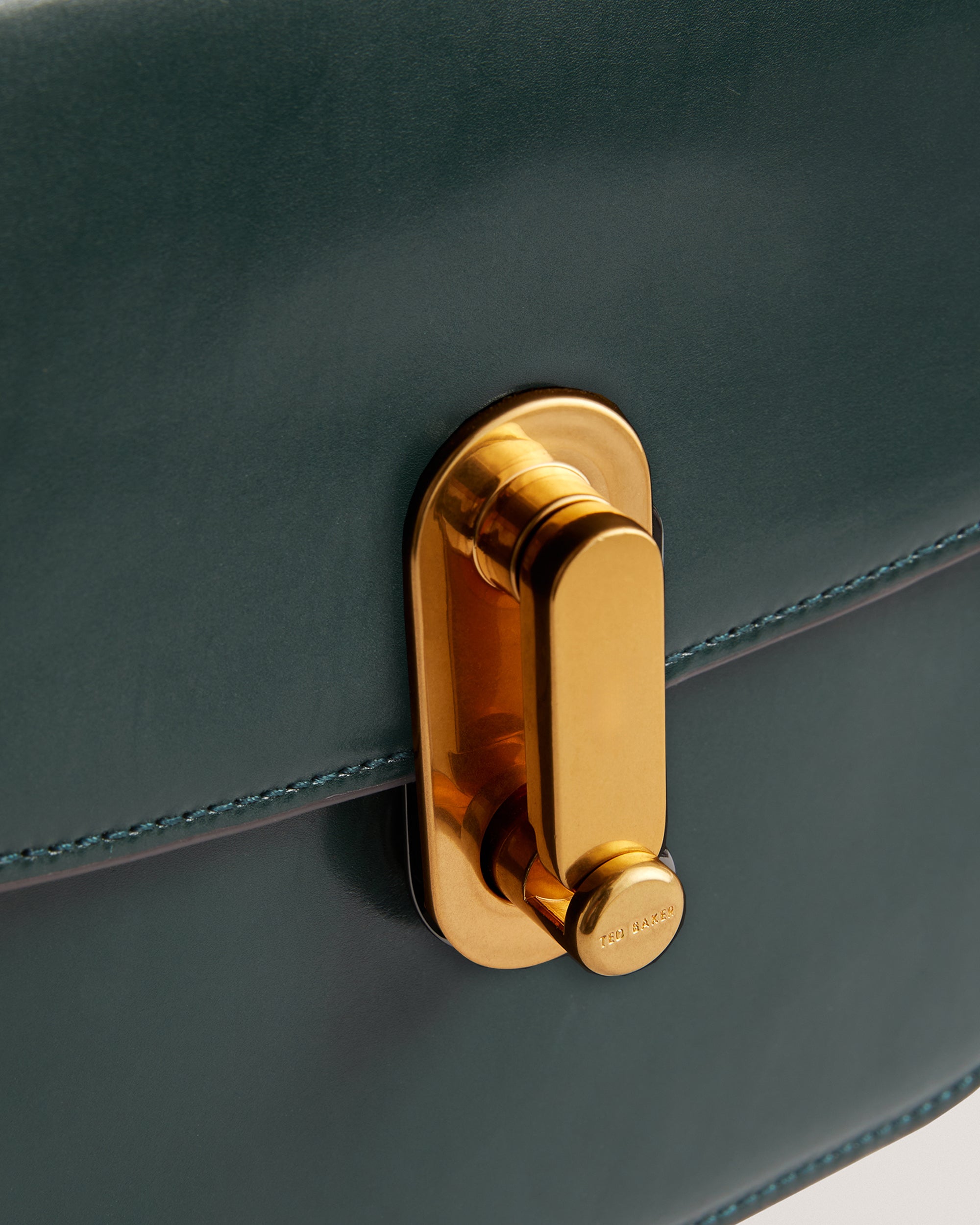 Kkayli Polished Leather Satchel Bag Mid-Green