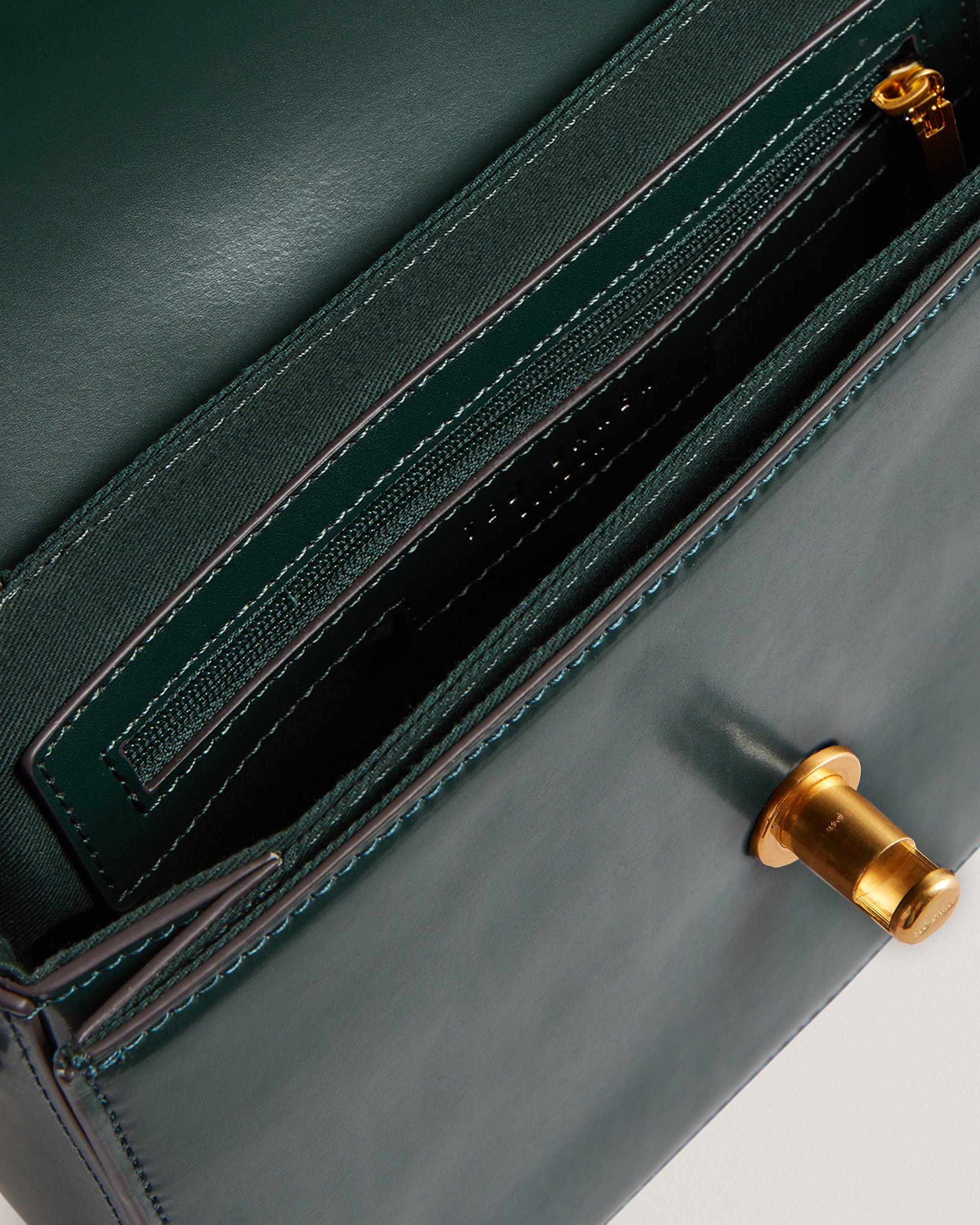 Kkayli Polished Leather Satchel Bag Mid-Green