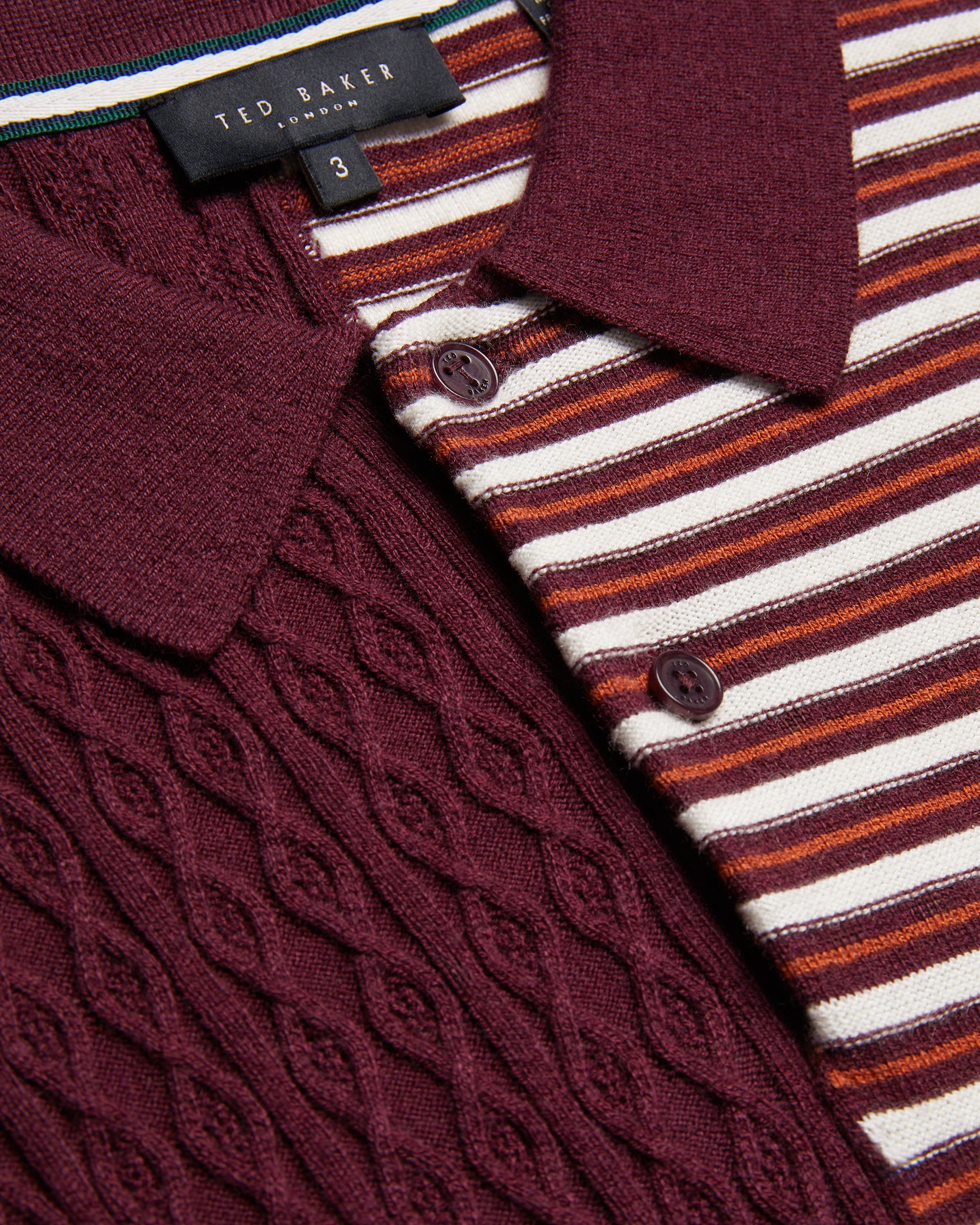 Minsta Short Sleeve Regular Multi Stitch Button Polo Maroon