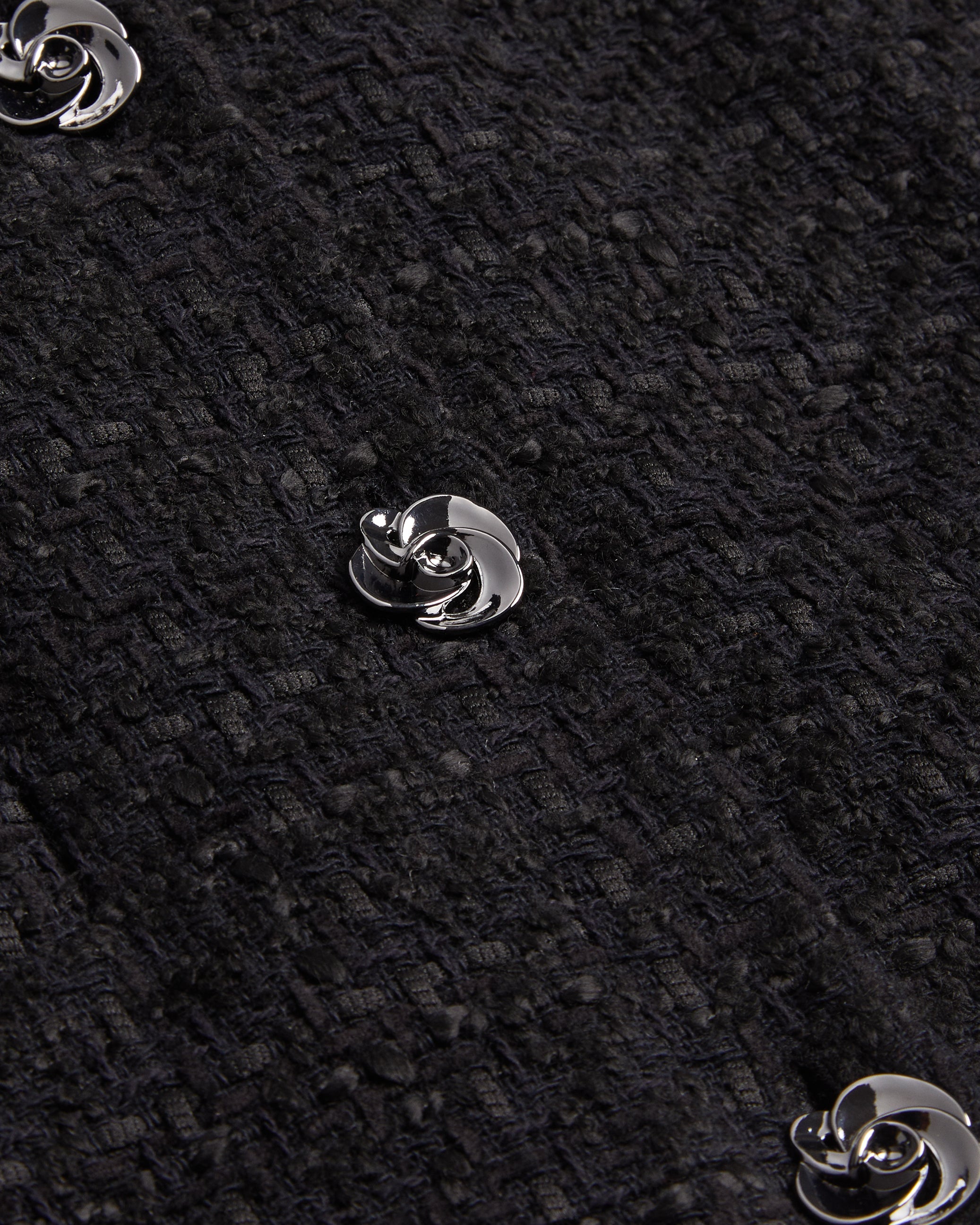Koma Rose Button Cropped Boucle Tailored J Black