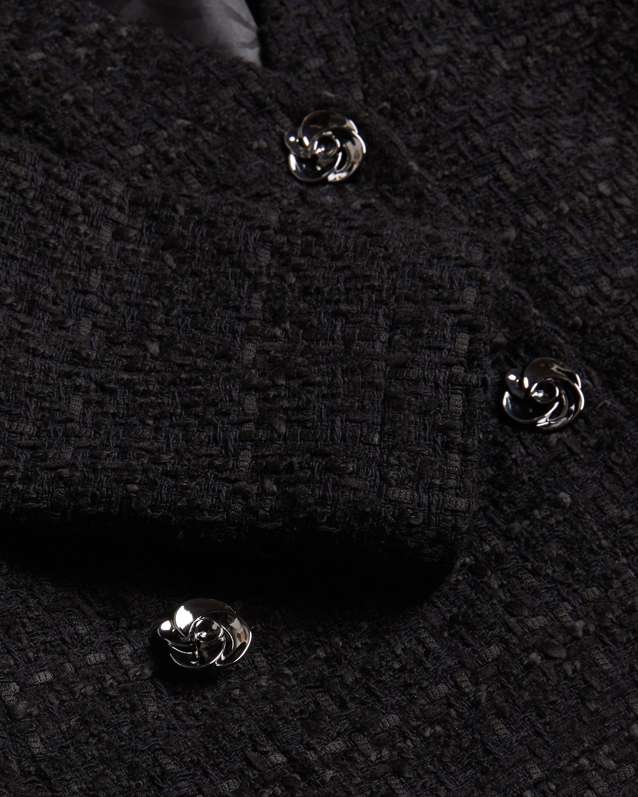 Koma Rose Button Cropped Boucle Tailored J Black