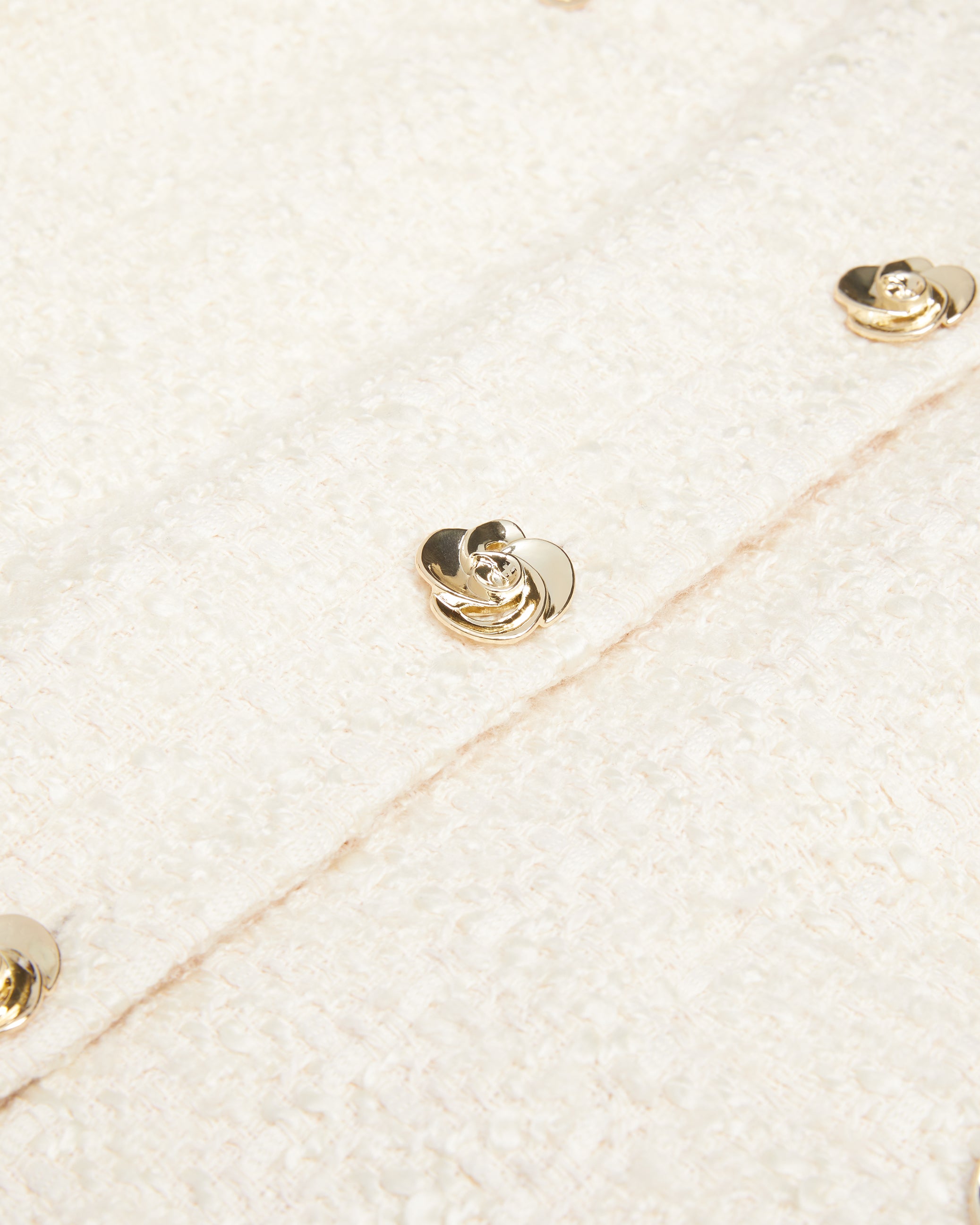 Koma Rose Button Cropped Boucle Tailored J Ivory