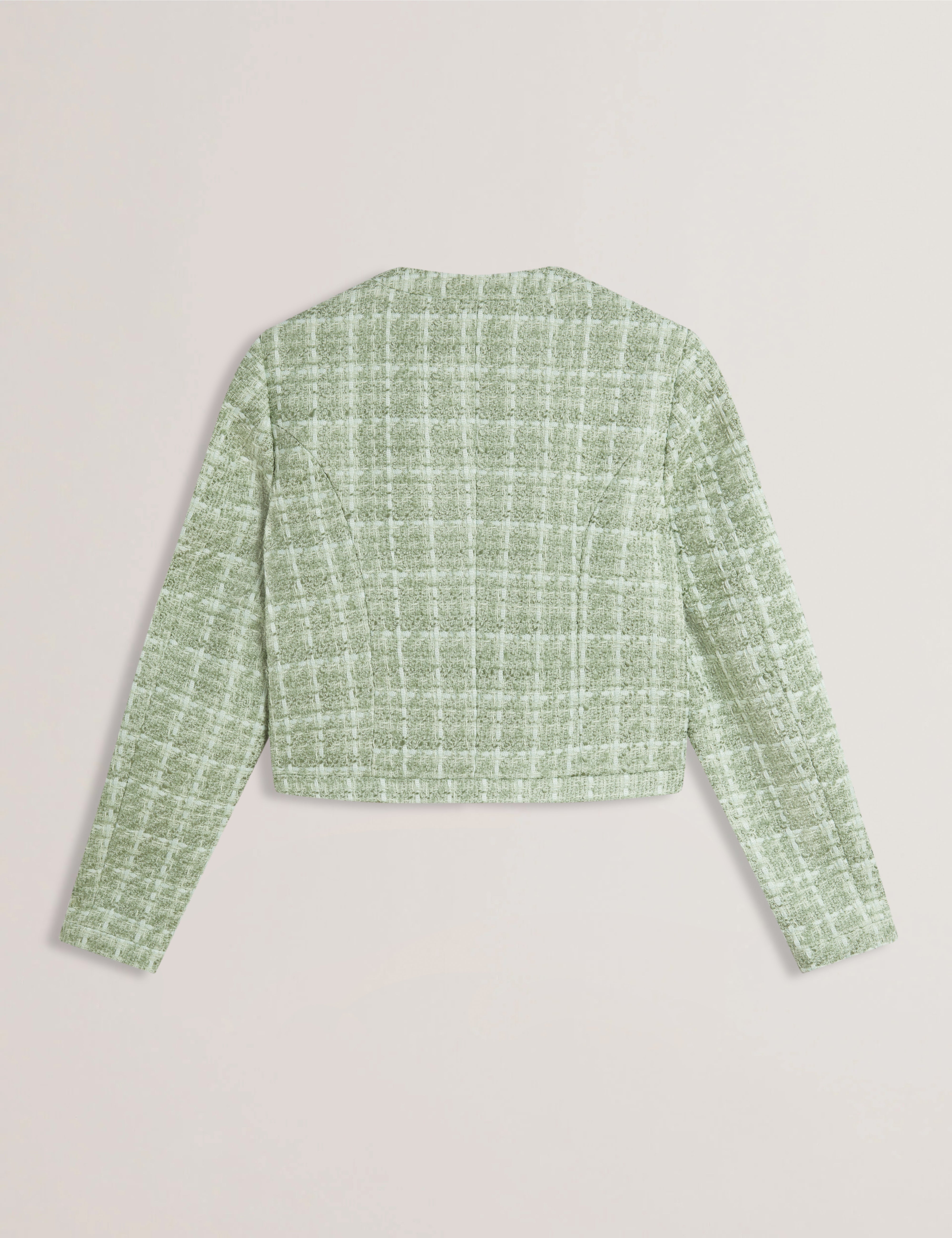 Koma Rose Button Cropped Boucle Tailored Jack Lt-Green