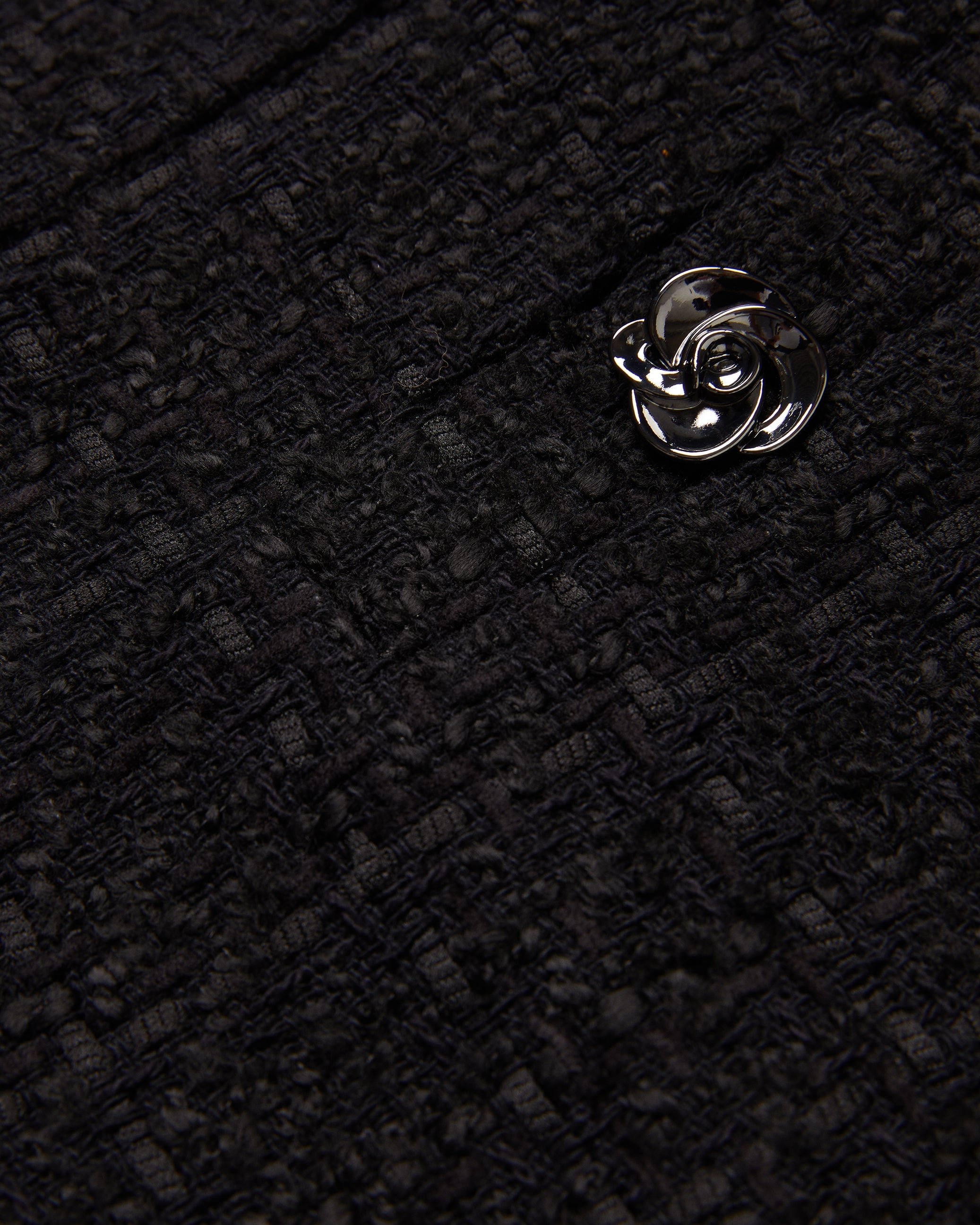 Komas Rose Button Boucle Tailored Mini Skirt Black