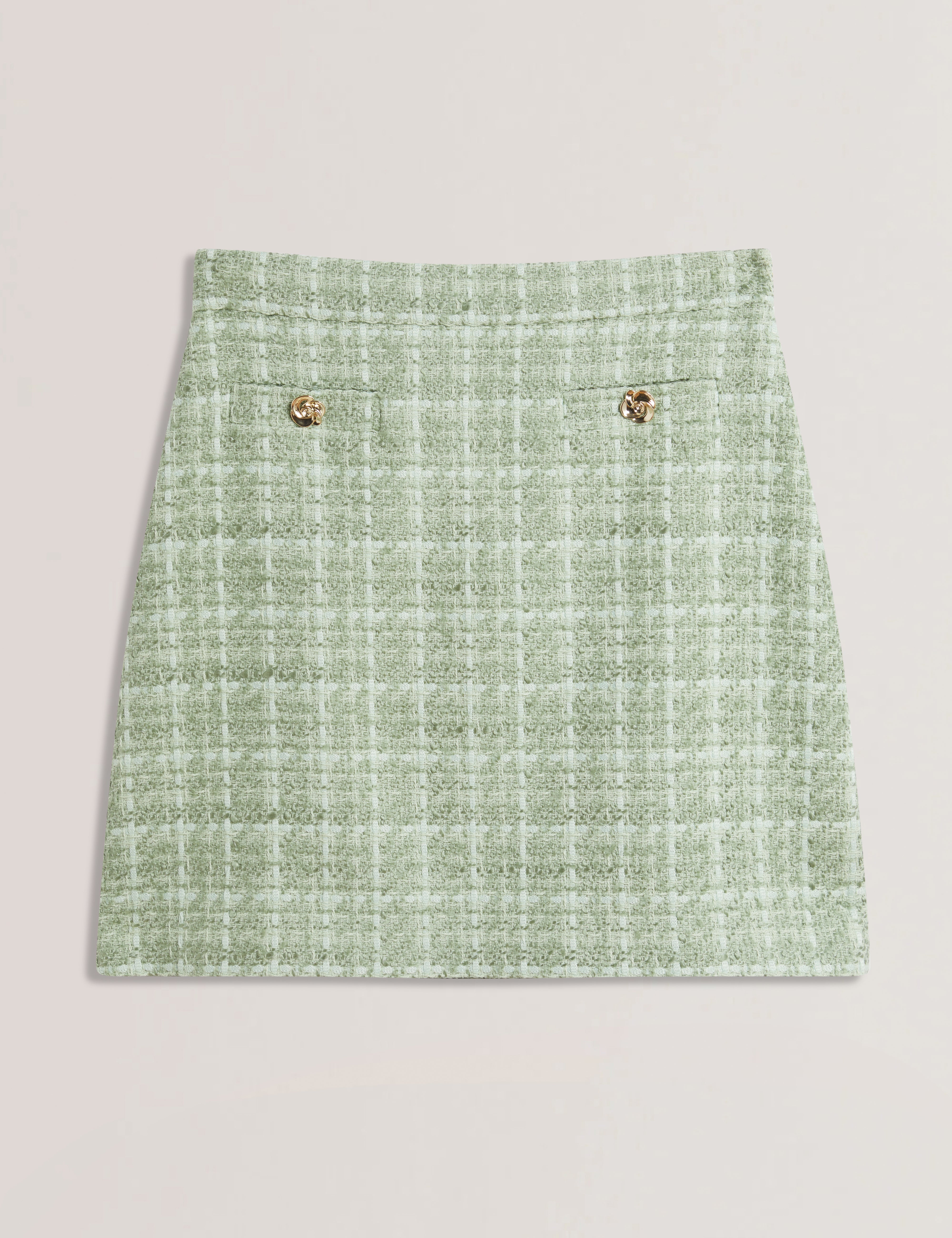 Komas Rose Button Boucle Tailored Mini Skirt Lt-Green