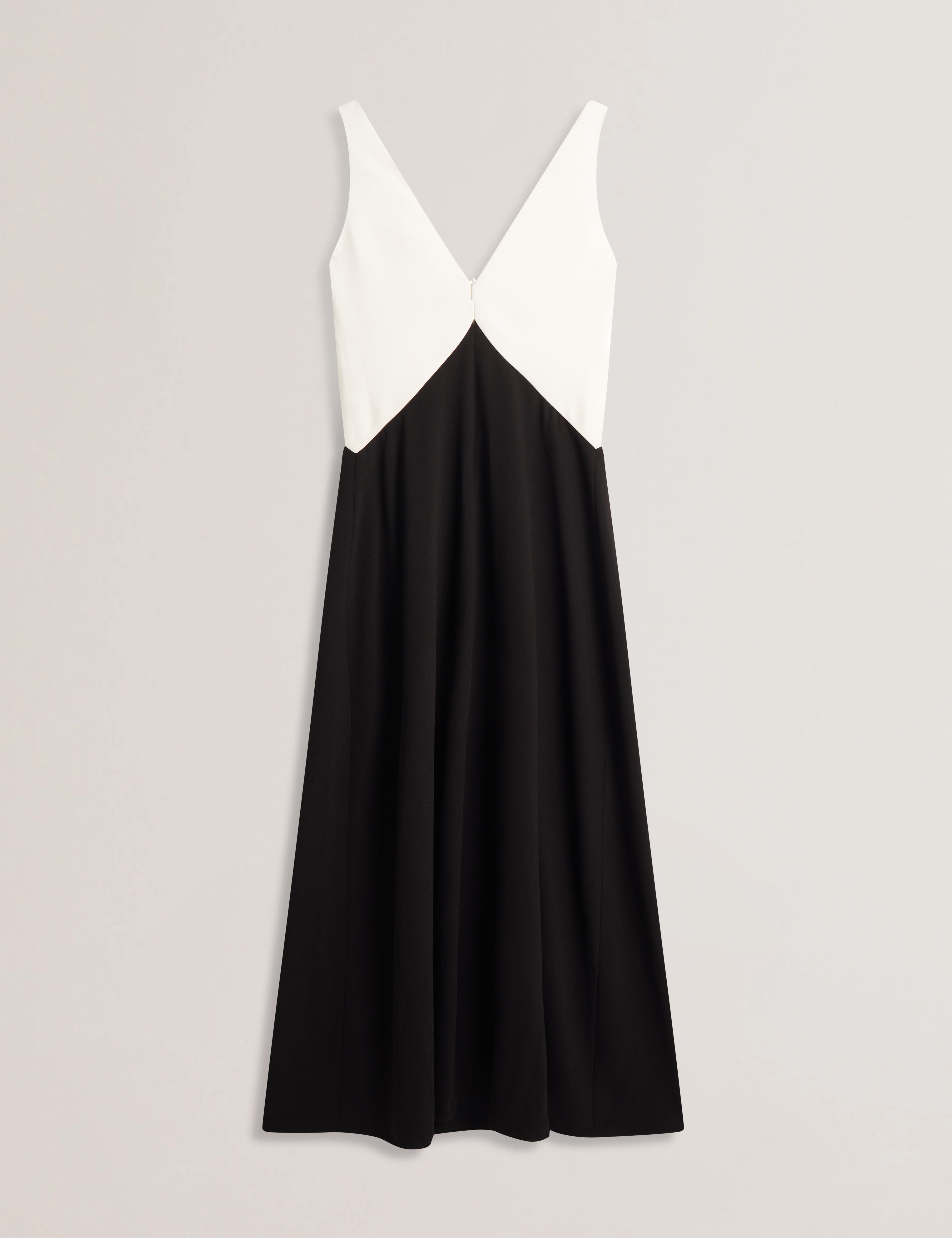 Sucre Contrast Paneling Midi Side Slit Dress Black