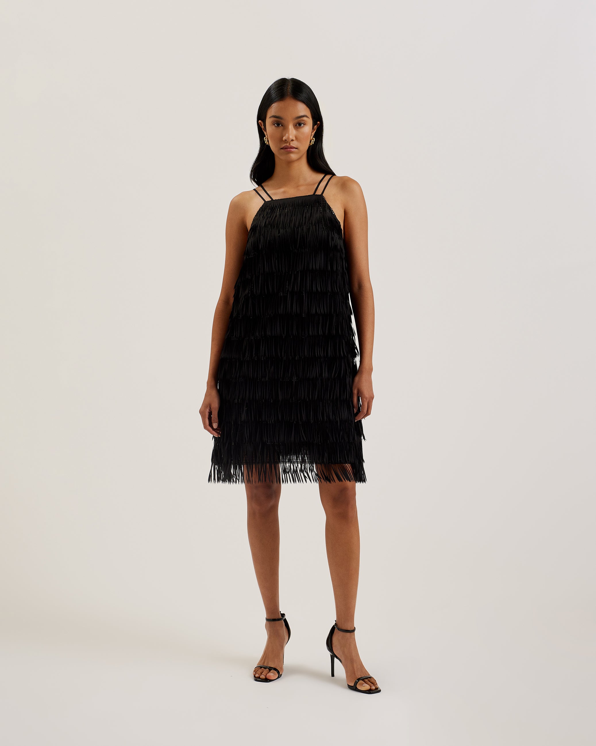 Buy Bartin Fringe Halter Neck Mini Dress Black For Women Ted