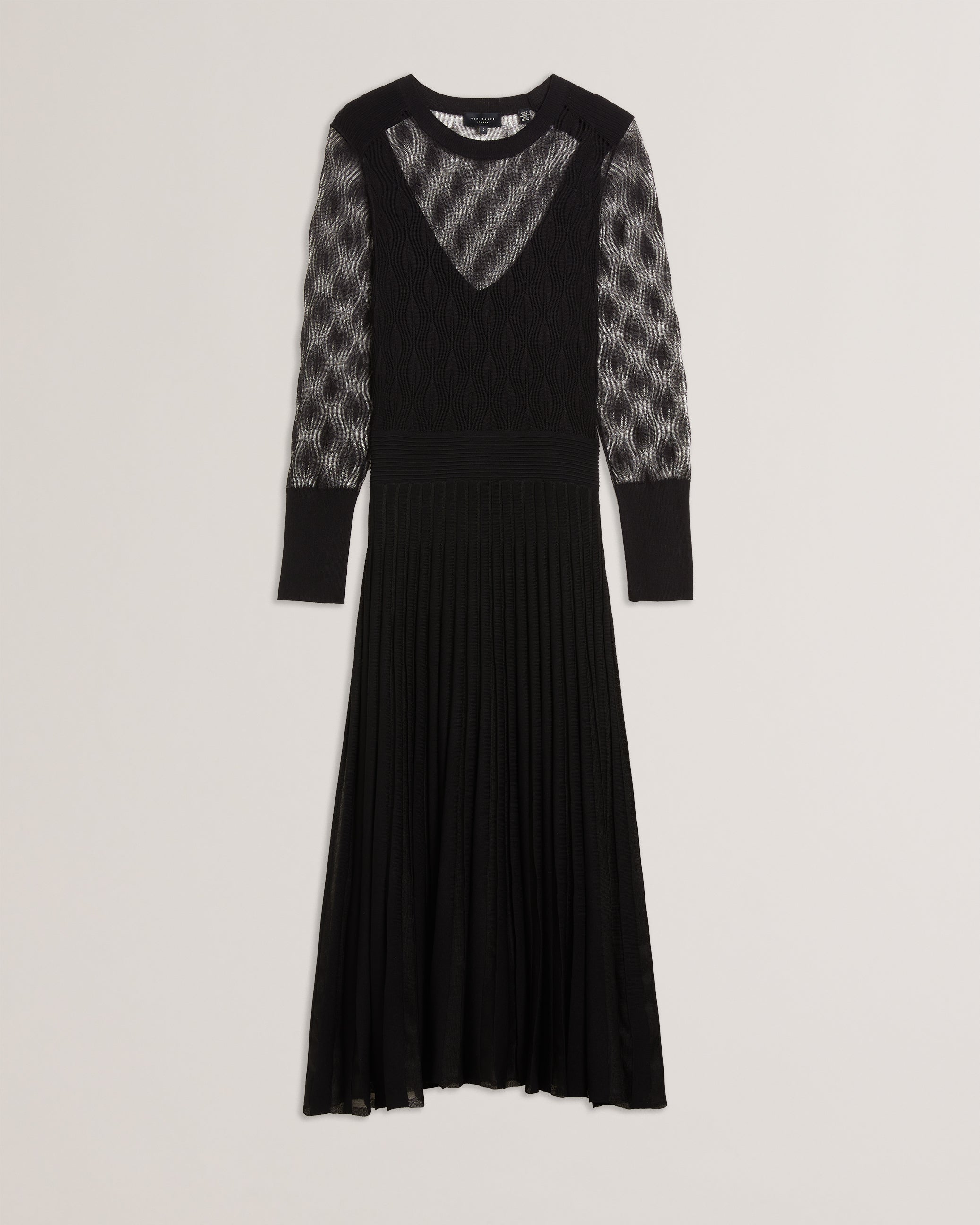 Buy Tiimara Pointelle Long Sleeve Knit Midi Dress Black For Women - Ted Baker UAE Buy Tiimara Pointelle Long Sleeve Knit Midi Dress Black For Women - Ted Baker UAE