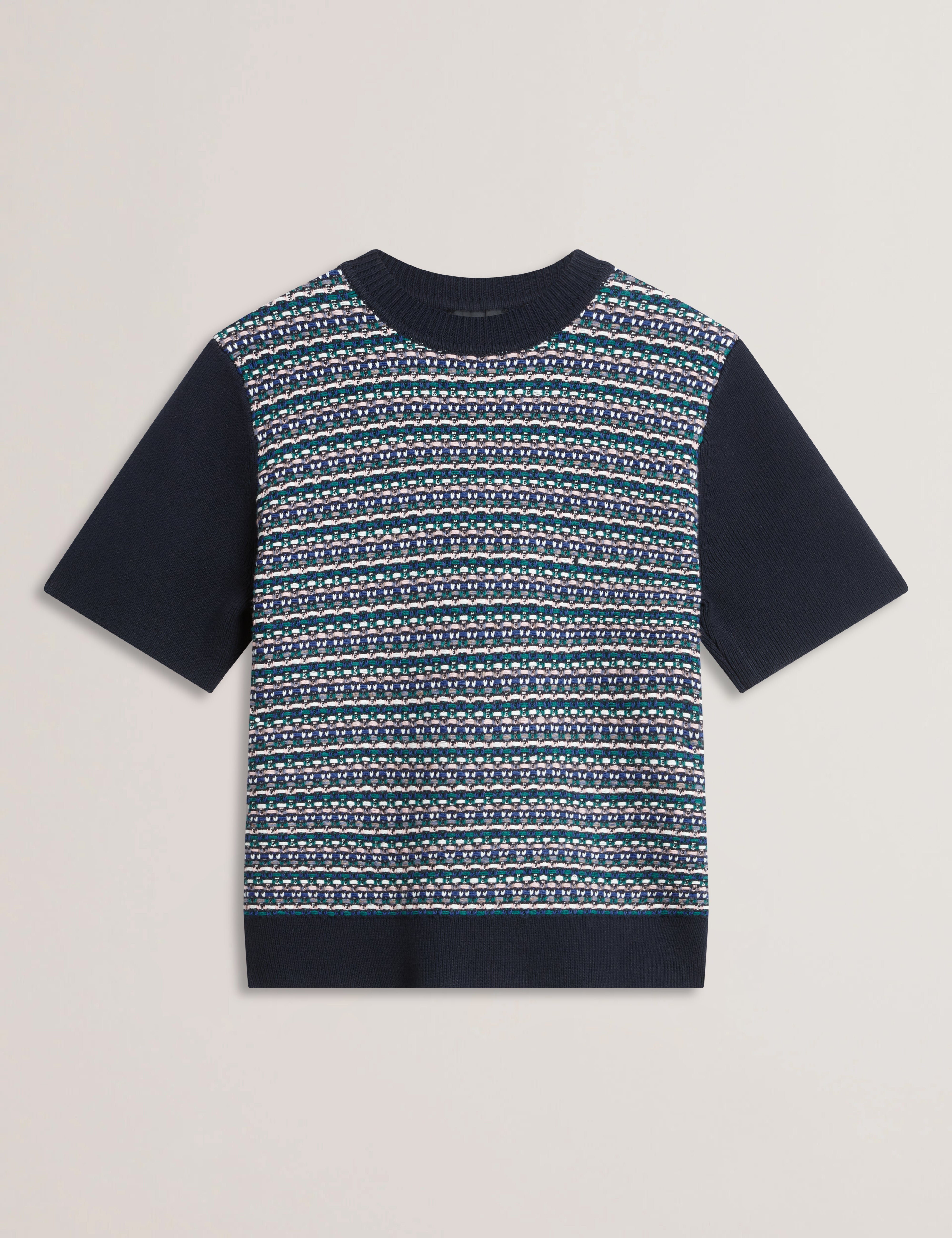 Katlaa Interest Knit Short Sleeve Tee Navy