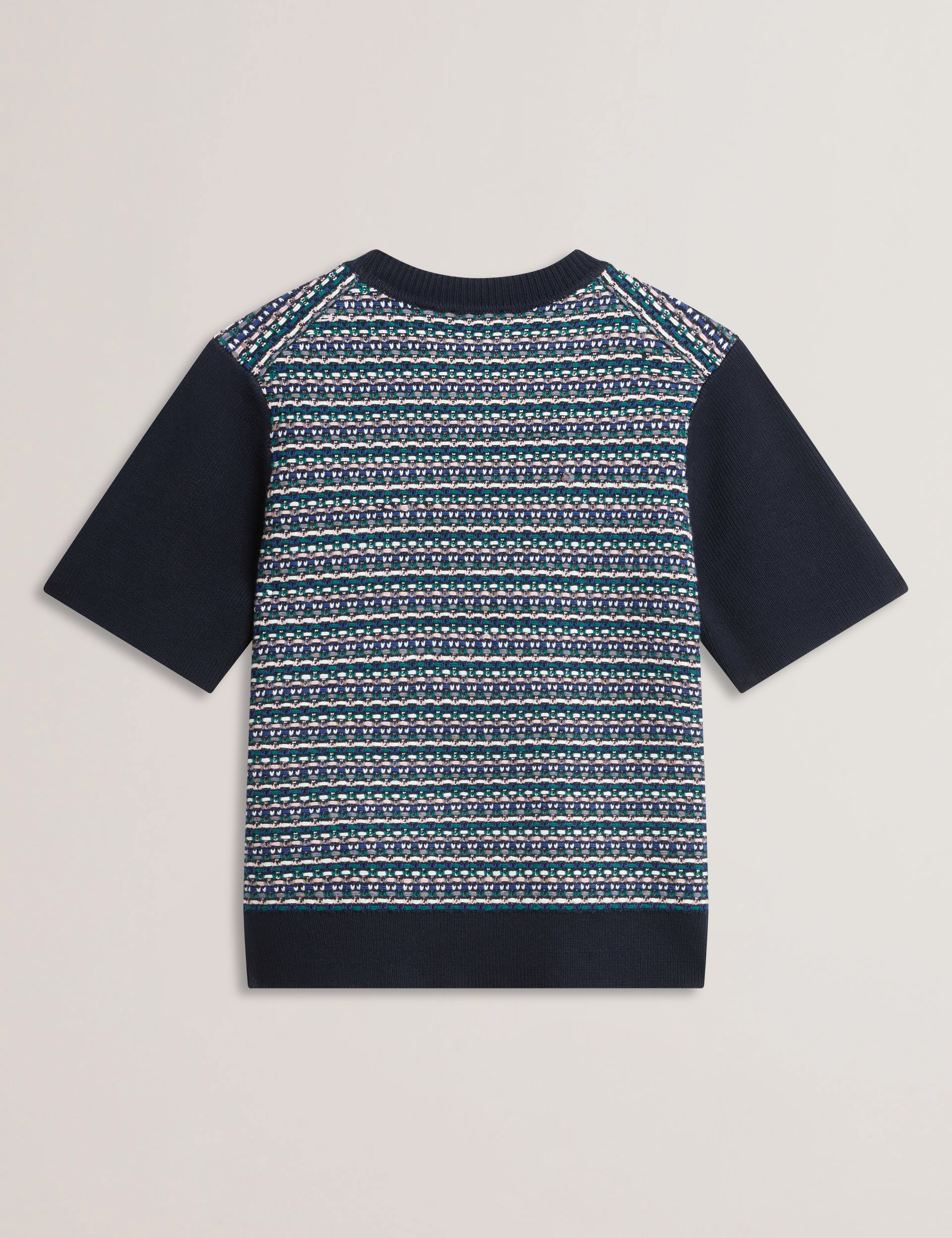 Katlaa Interest Knit Short Sleeve Tee Navy