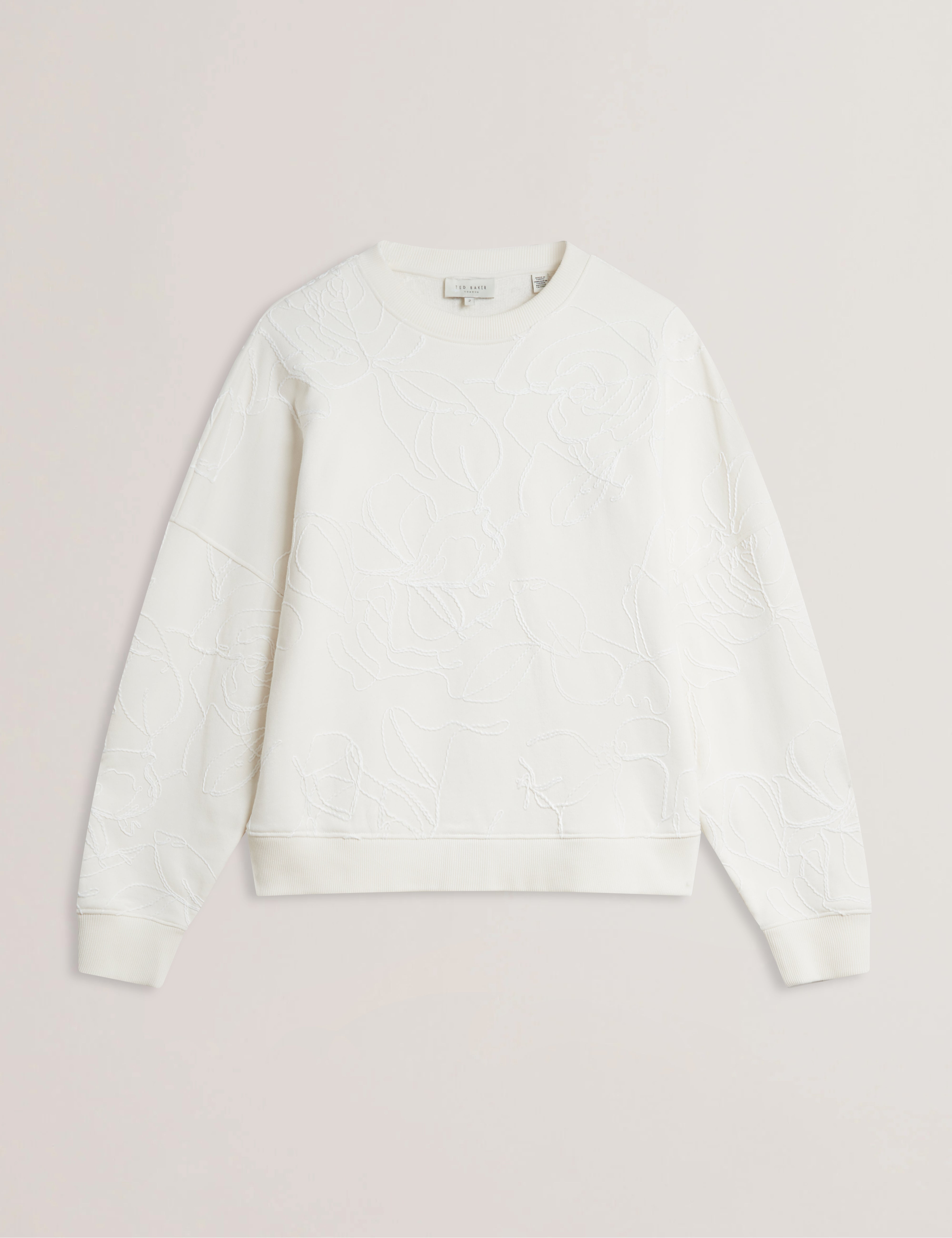 Jjosiee Floral Embroidered Long Sleeve Sweatshirt Ivory