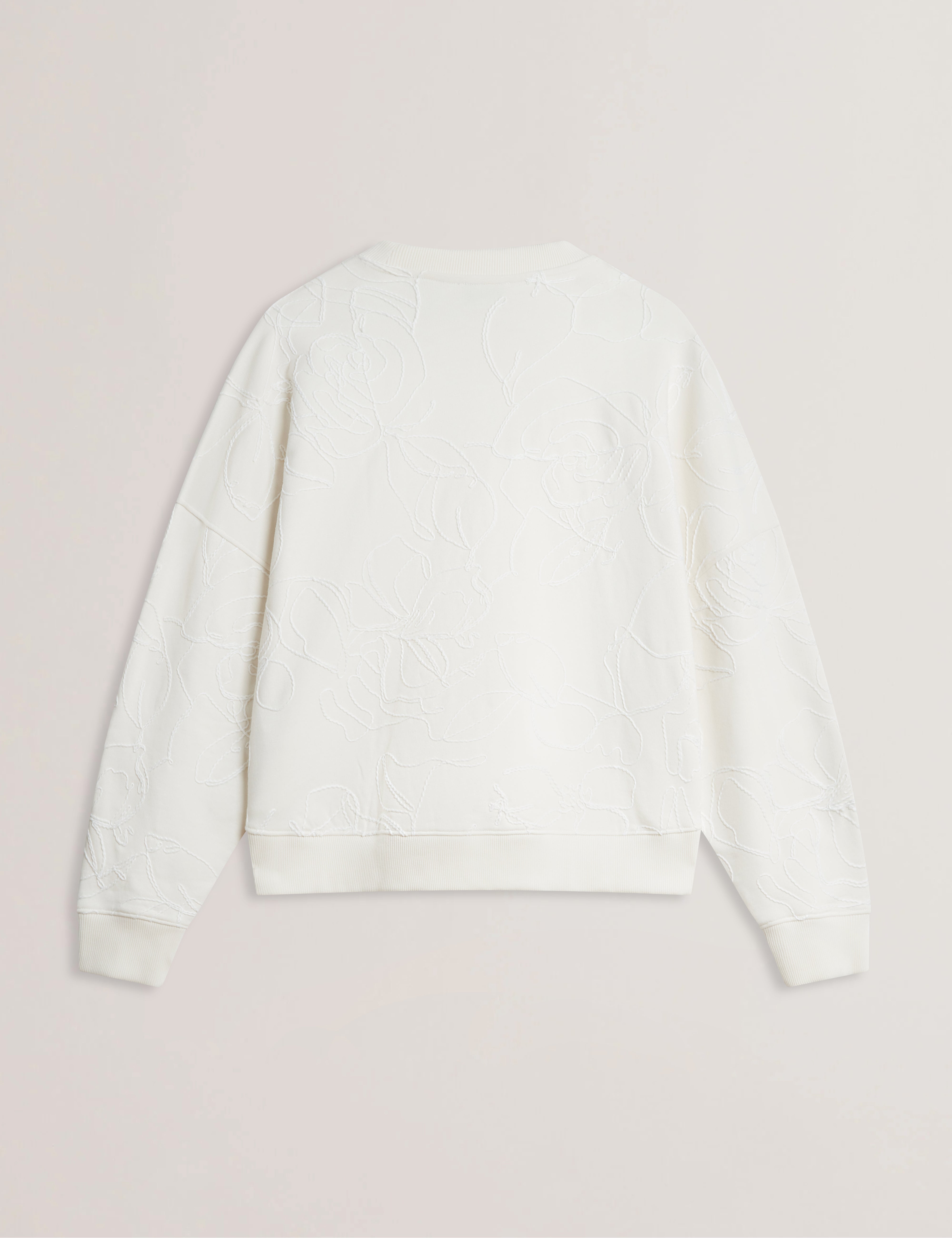 Jjosiee Floral Embroidered Long Sleeve Sweatshirt Ivory
