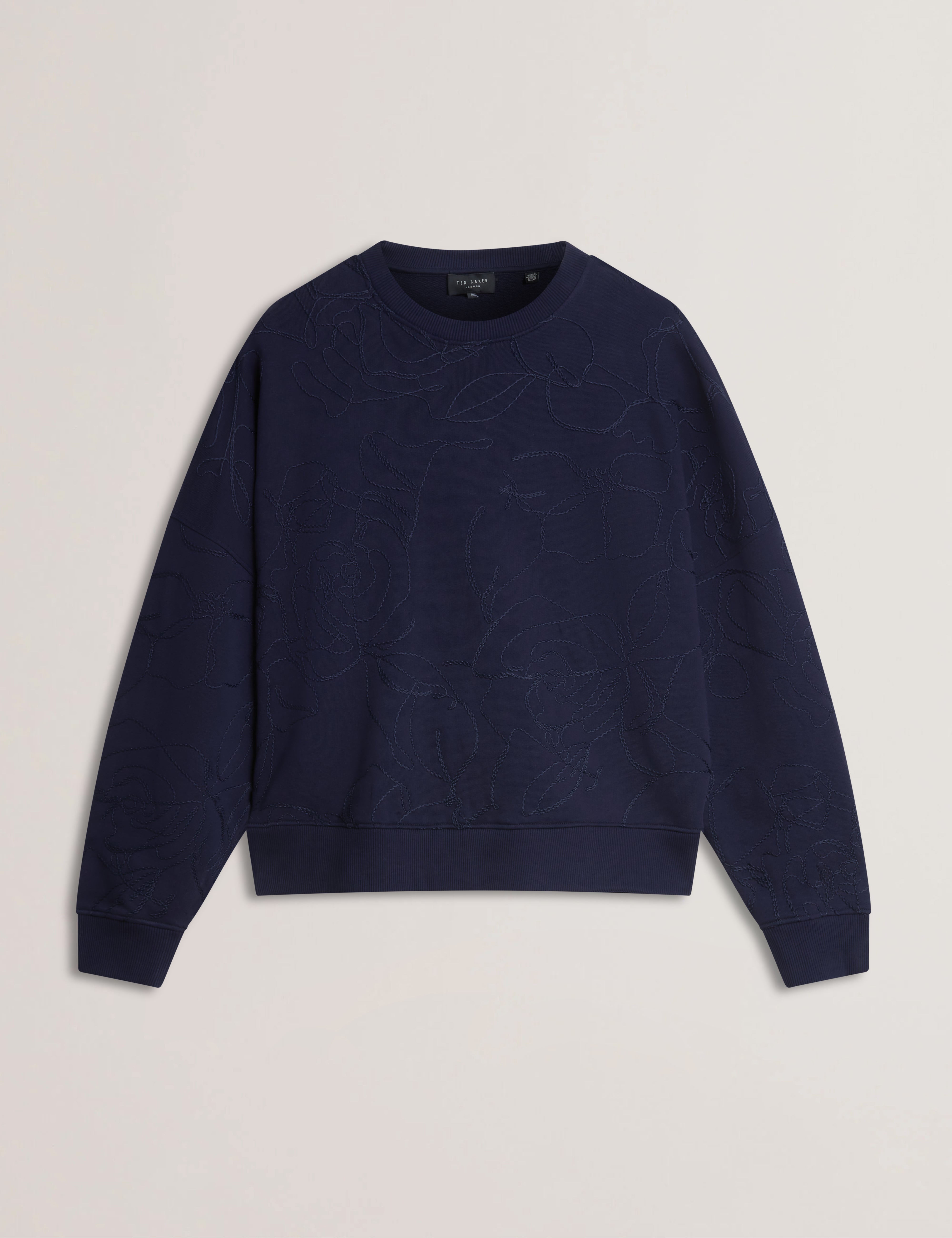 Jjosiee Floral Embroidered Long Sleeve Sweatshirt Navy