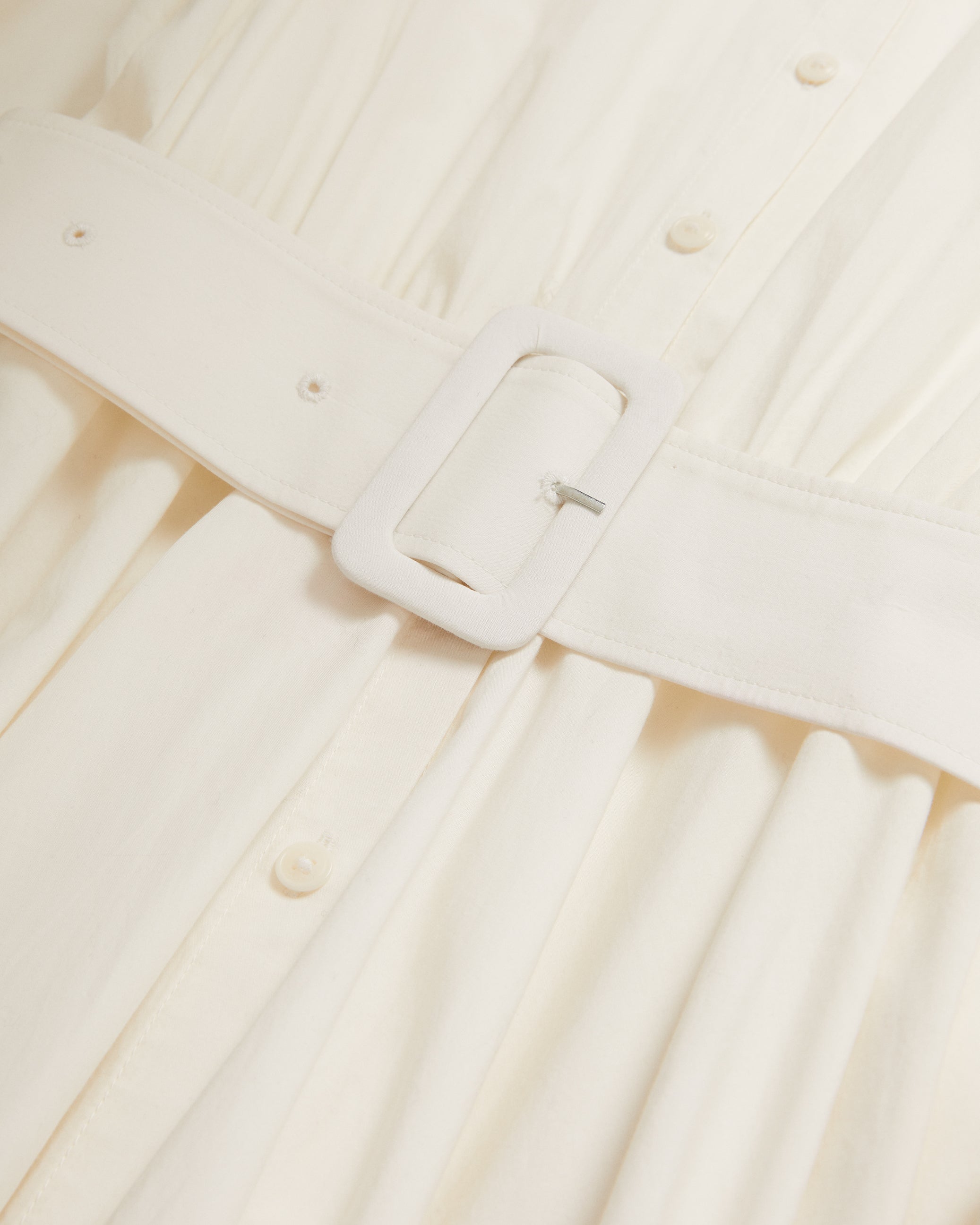 Ene Button Down Maxi Shirt Dress With Belt White