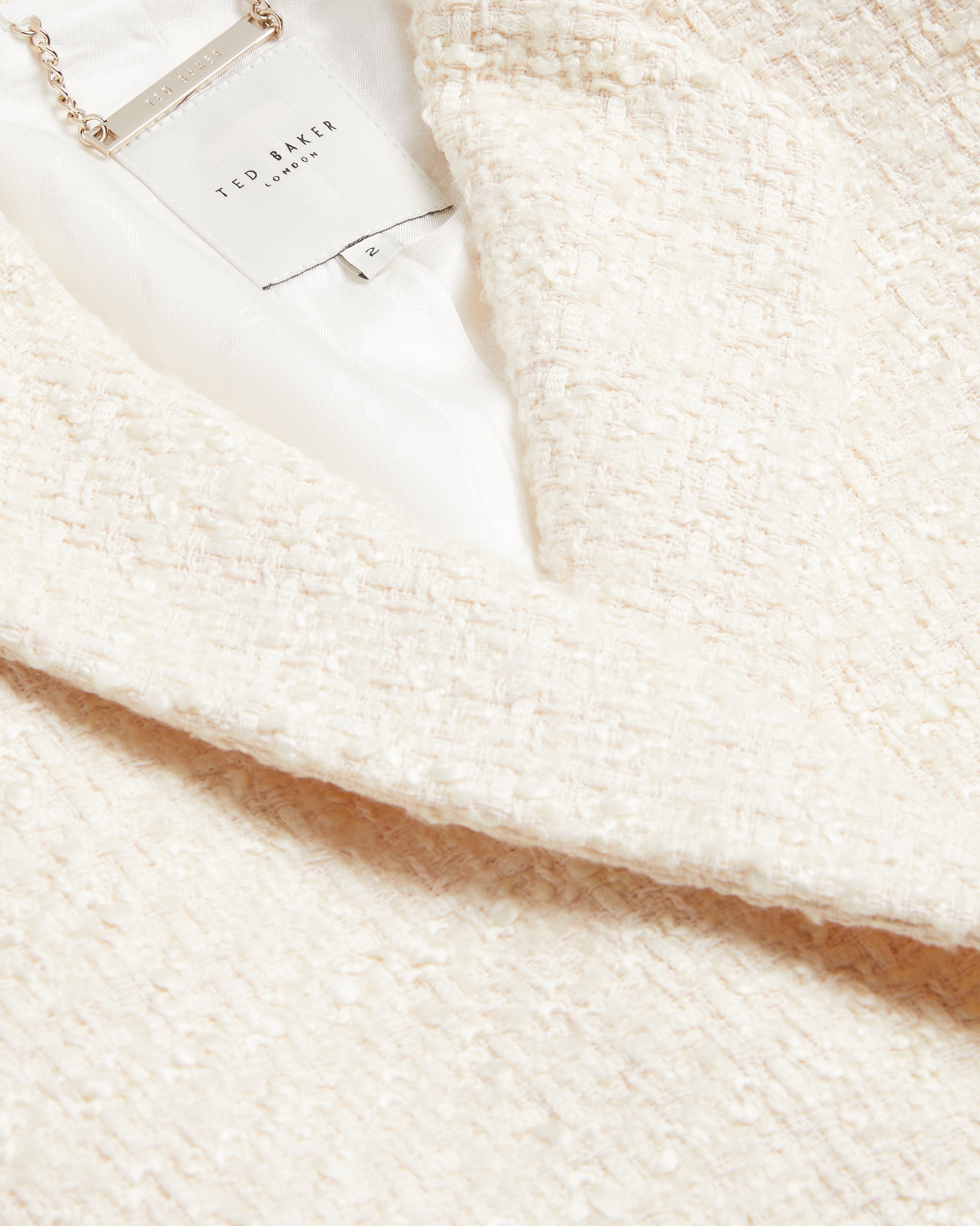 Komac Short-Sleeve Cropped Boucle Blazer Ivory