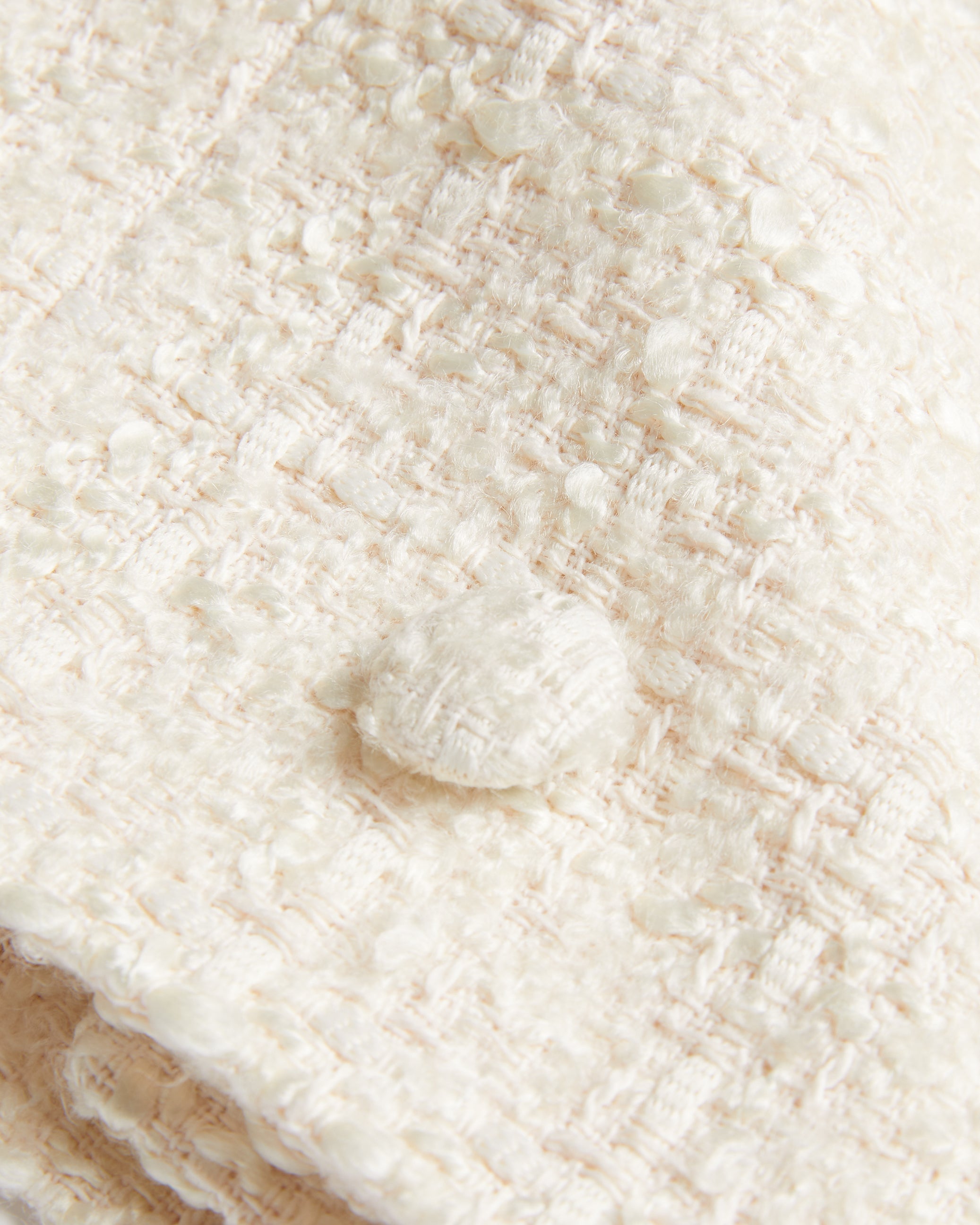 Komac Short-Sleeve Cropped Boucle Blazer Ivory
