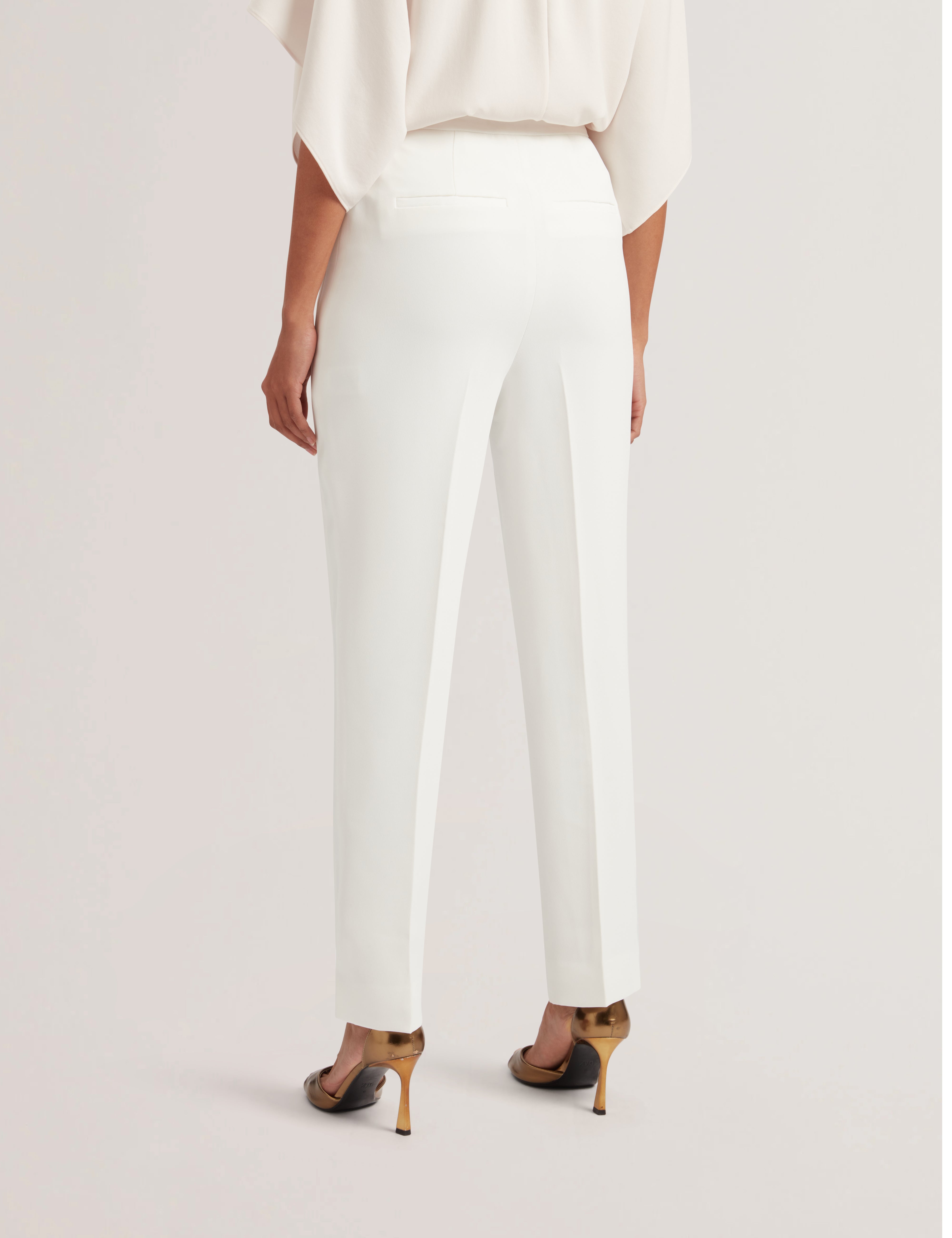 Cloat Contrast Satin Tapered Tailored Trousers White