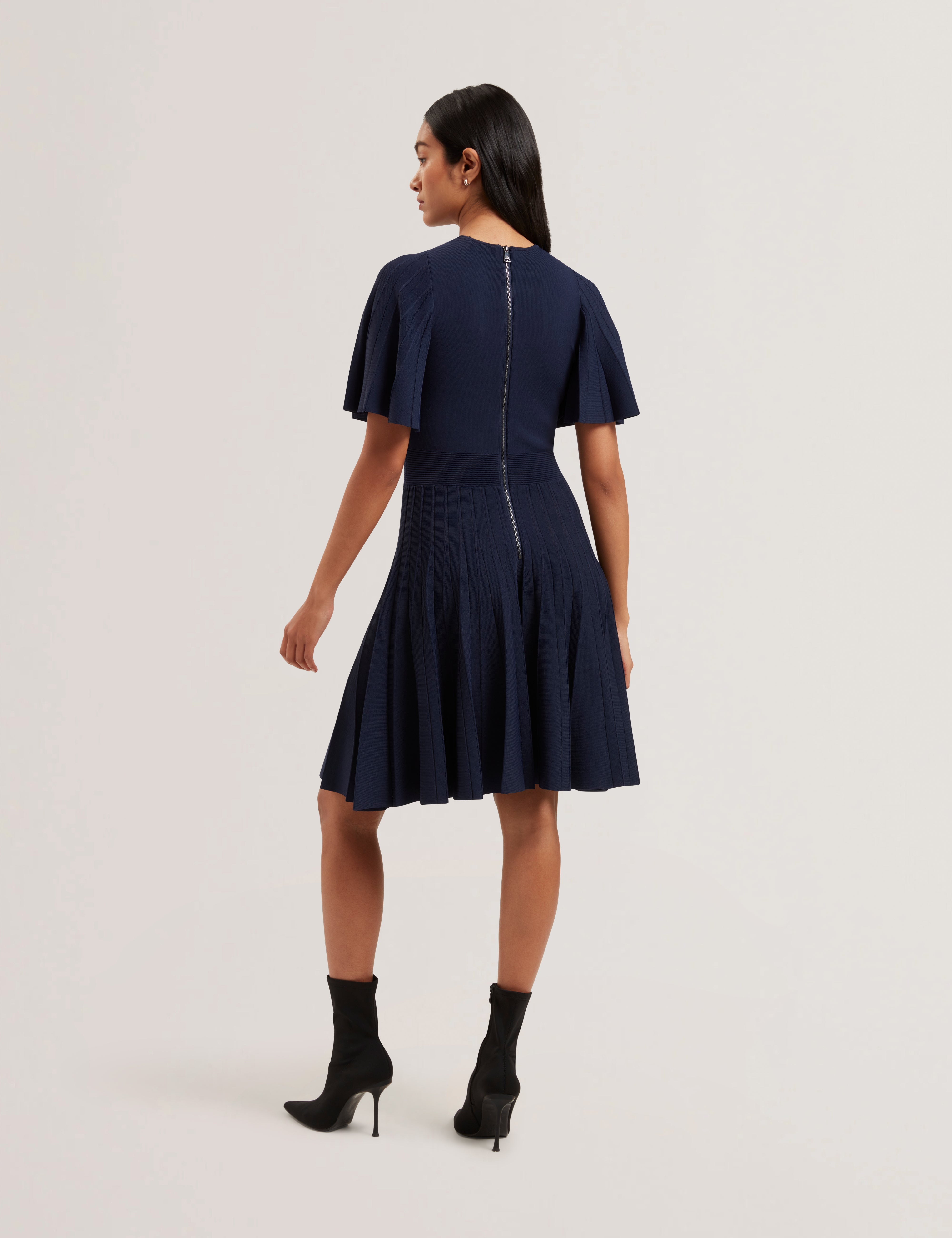 Celinha Angel Sleeve Knitted Maxi Dr Navy