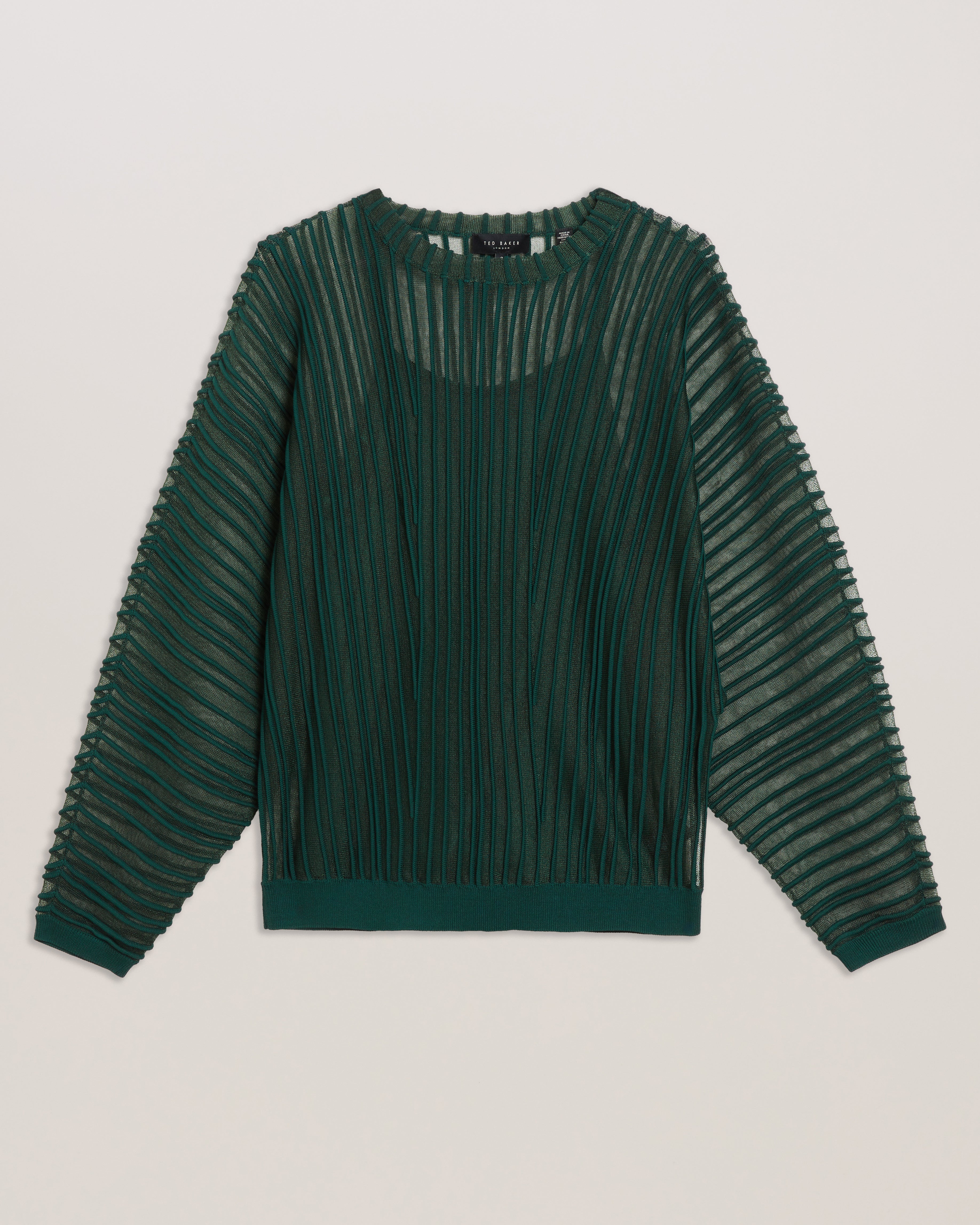 Nellay Sheer Striped Engineered Knit Dk-Green