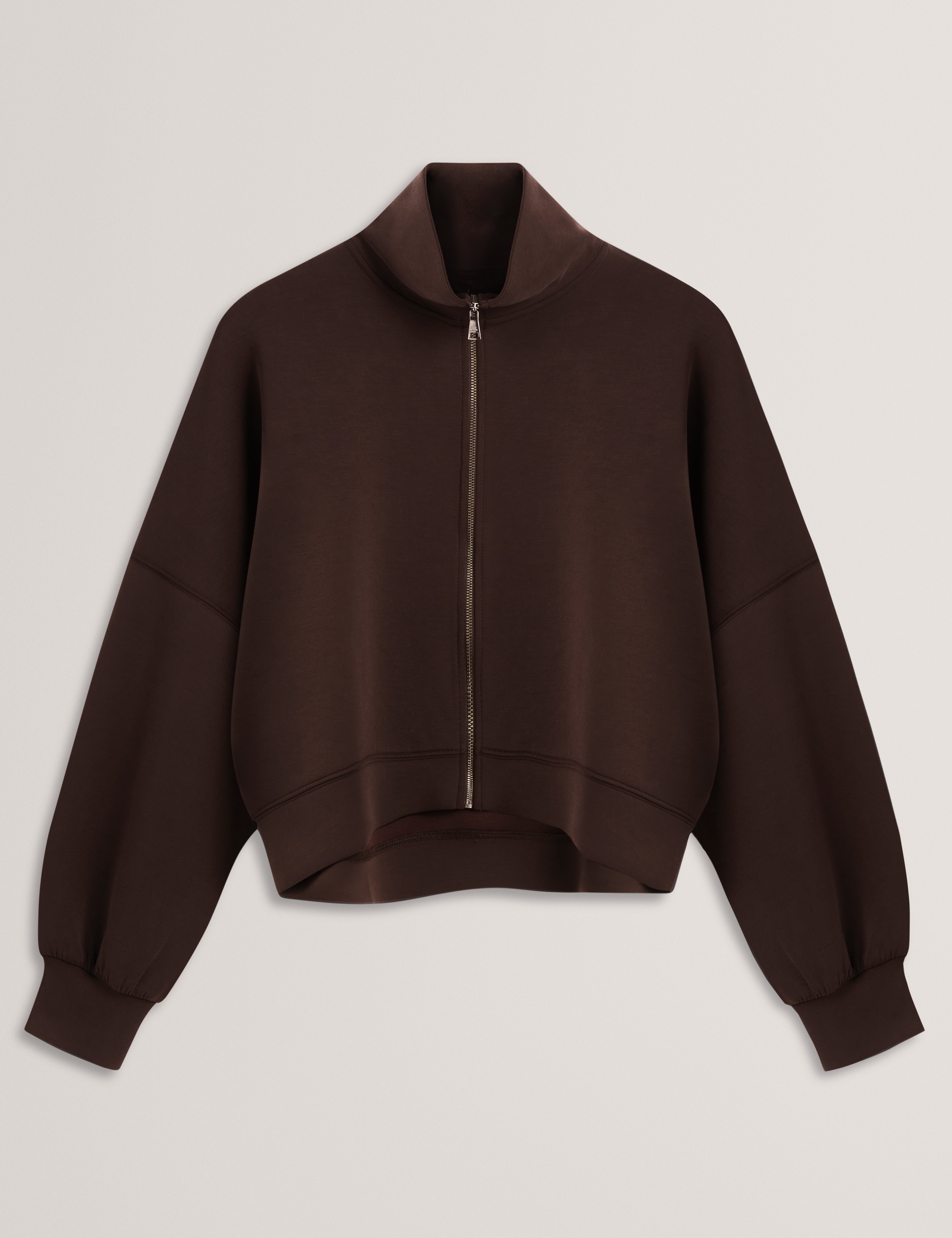 Arorha Zip Through Funnel Neck Sweatshirt Dk-Brown