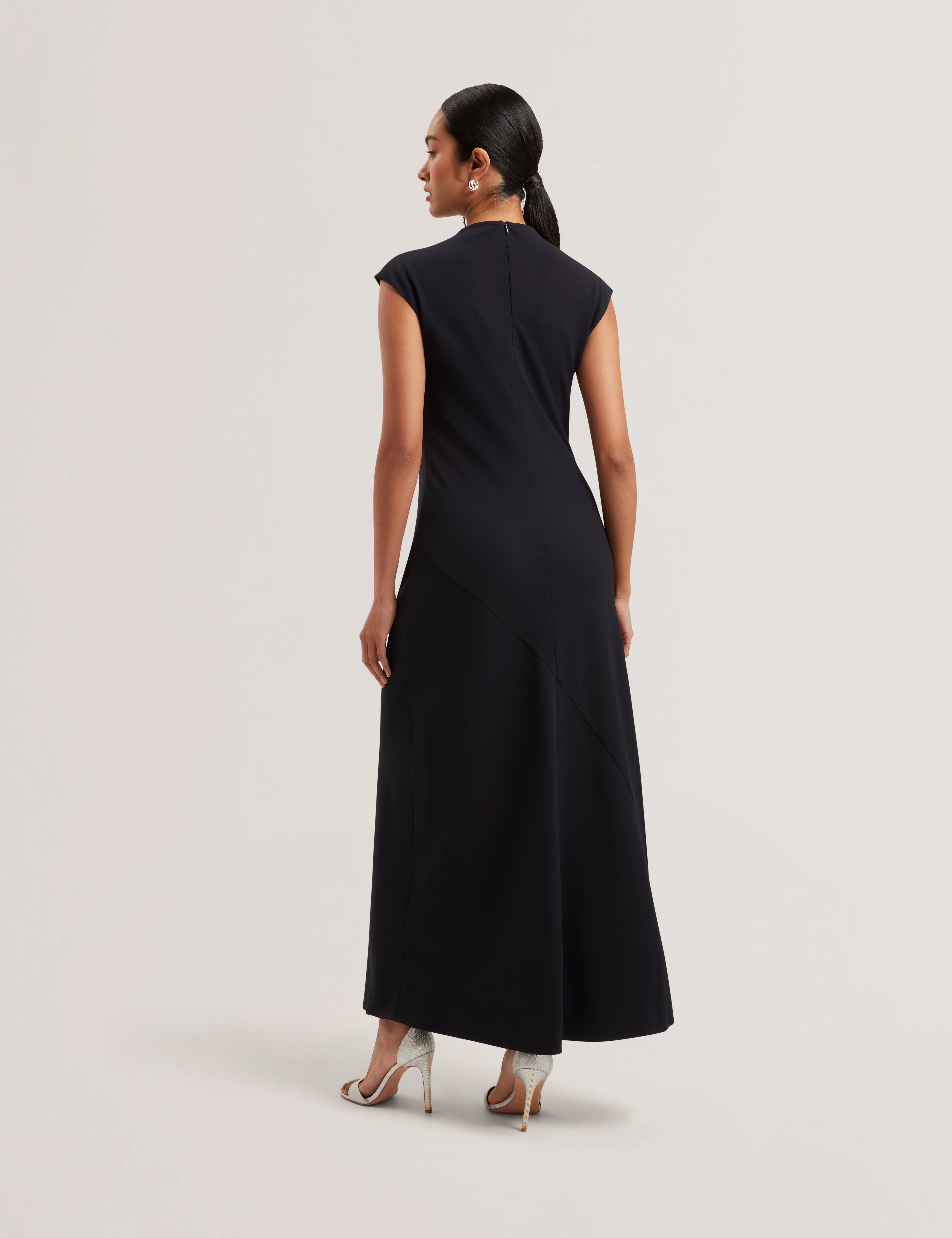 Kyamos Drape Detail Slip Maxi Dress Navy